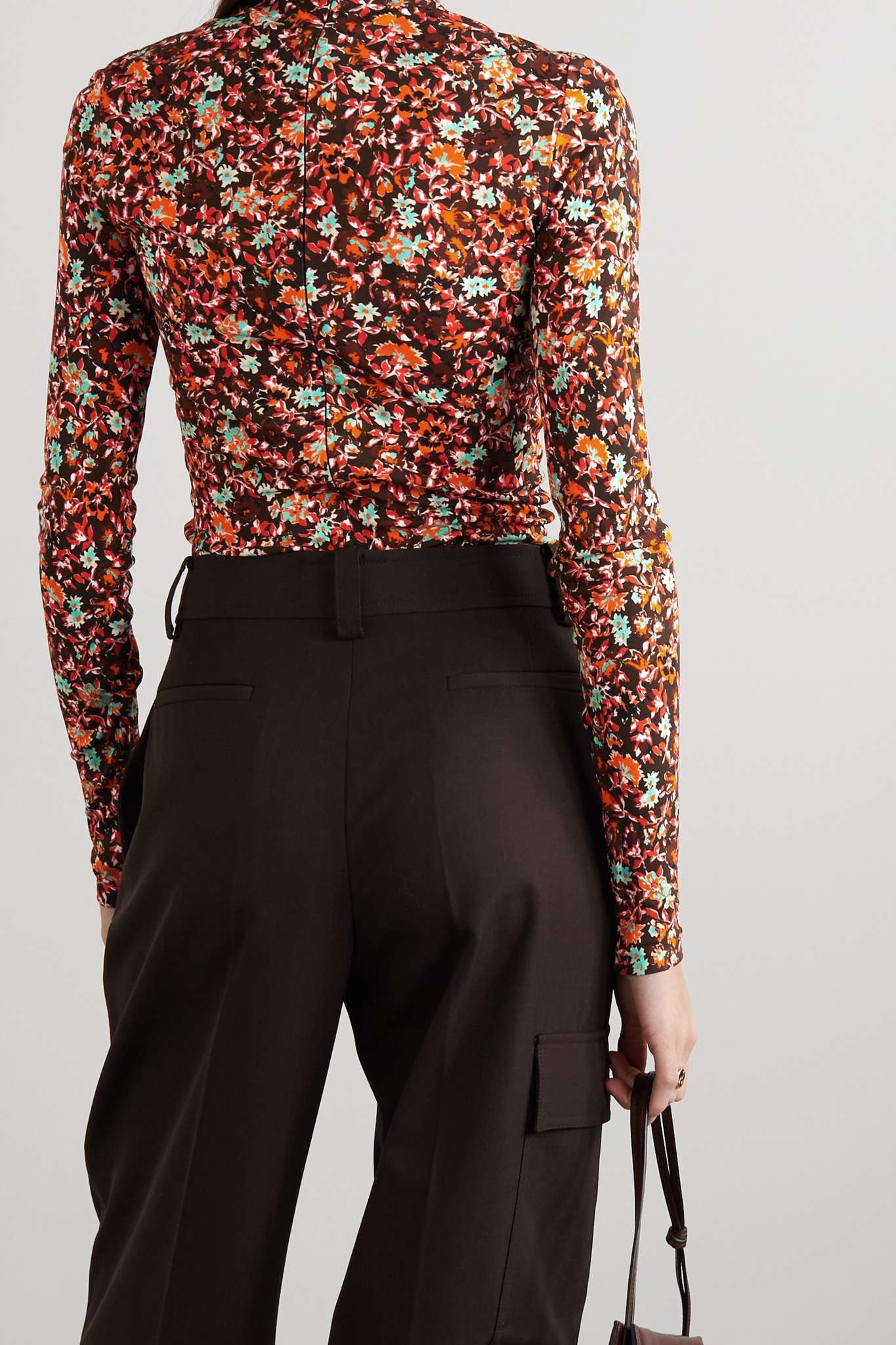 Floral-print jersey turtleneck top - 3