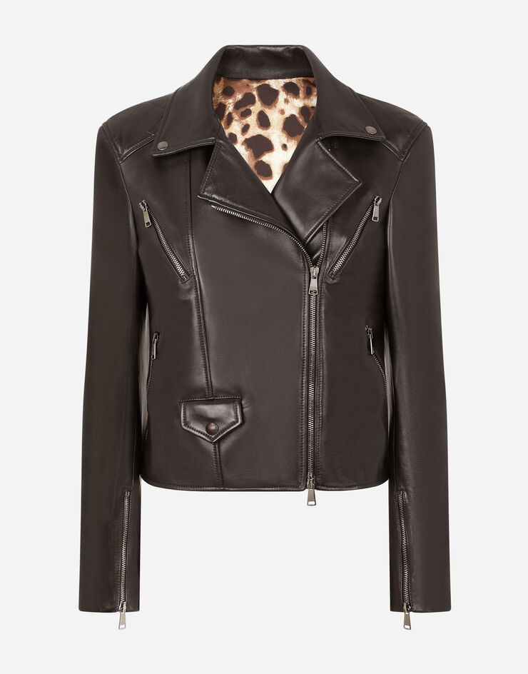 Nappa leather biker jacket with DG crystal embellishment - 3