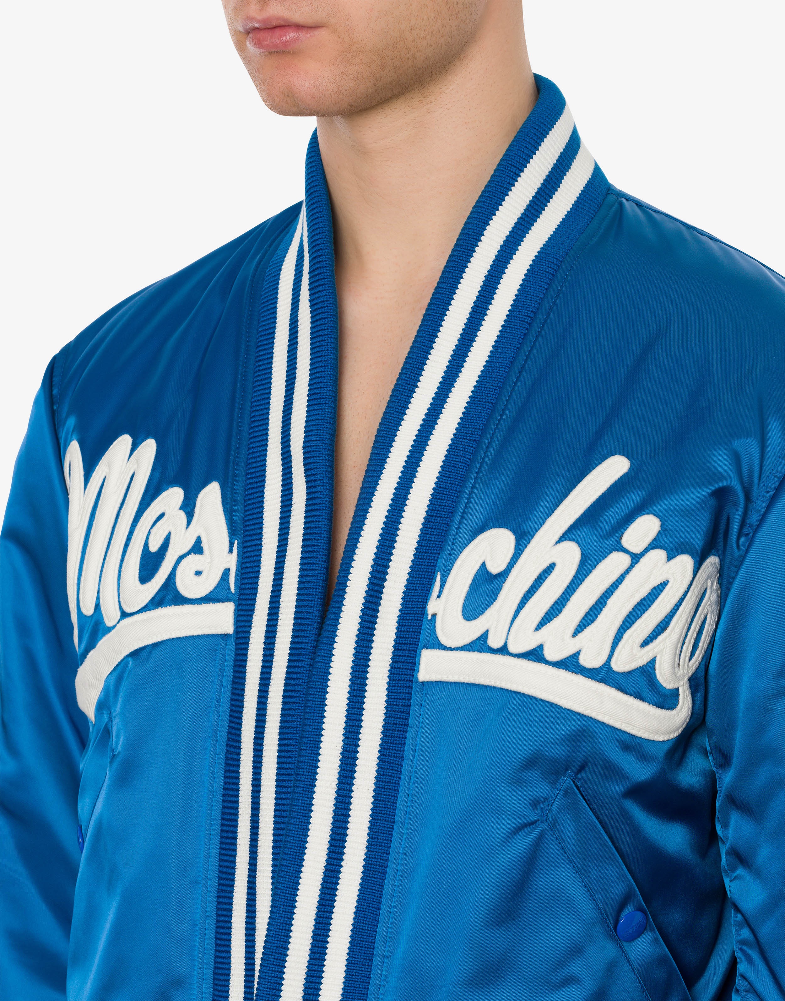 MOSCHINO VARSITY SHINY SATIN BOMBER - 4