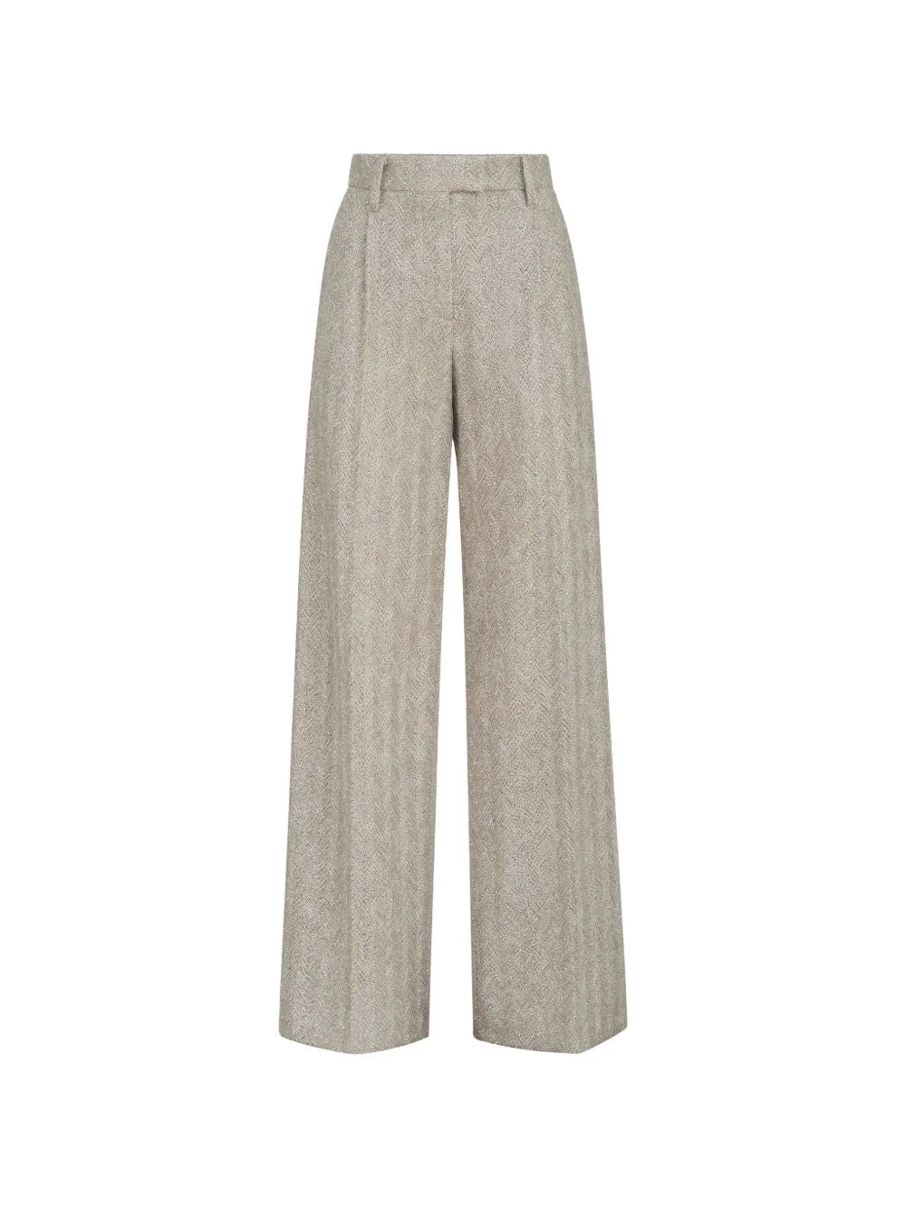Dazzling Chevron-embroidery loose-pleated trousers in sparkling mohair and wool - 1