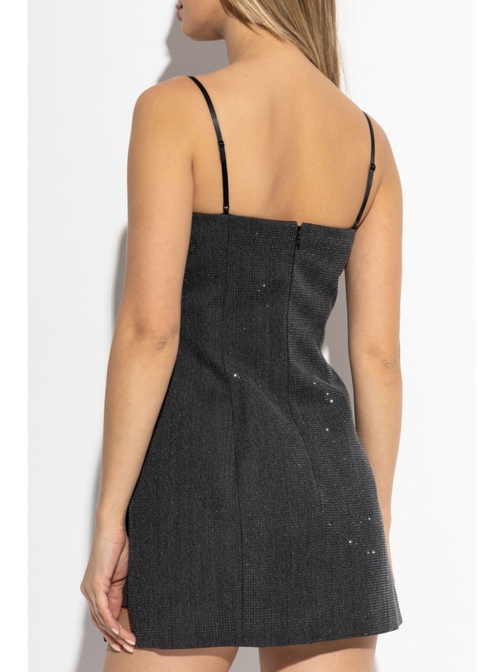 crystal-embellished wool mini dress - 4