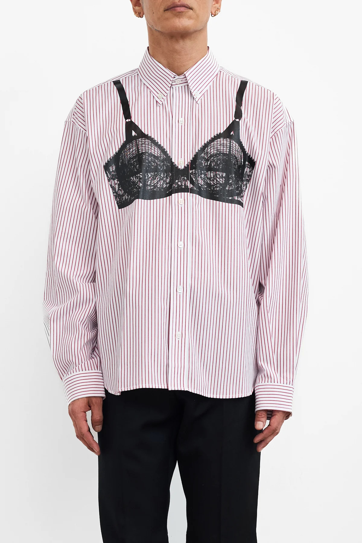 Vaquera Trompe L'Oeil Button Down White Red - 4