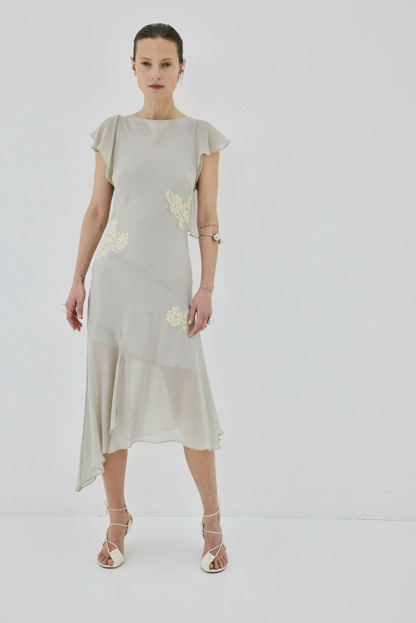 SERENE MIDI DRESS IN STONE BEIGE - 1