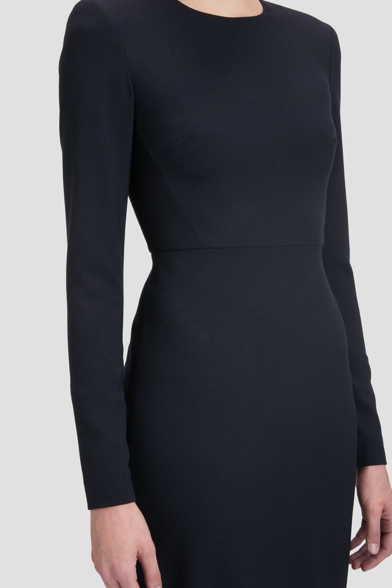 Long Sleeve T-Shirt Fitted Dress In Navy - 4