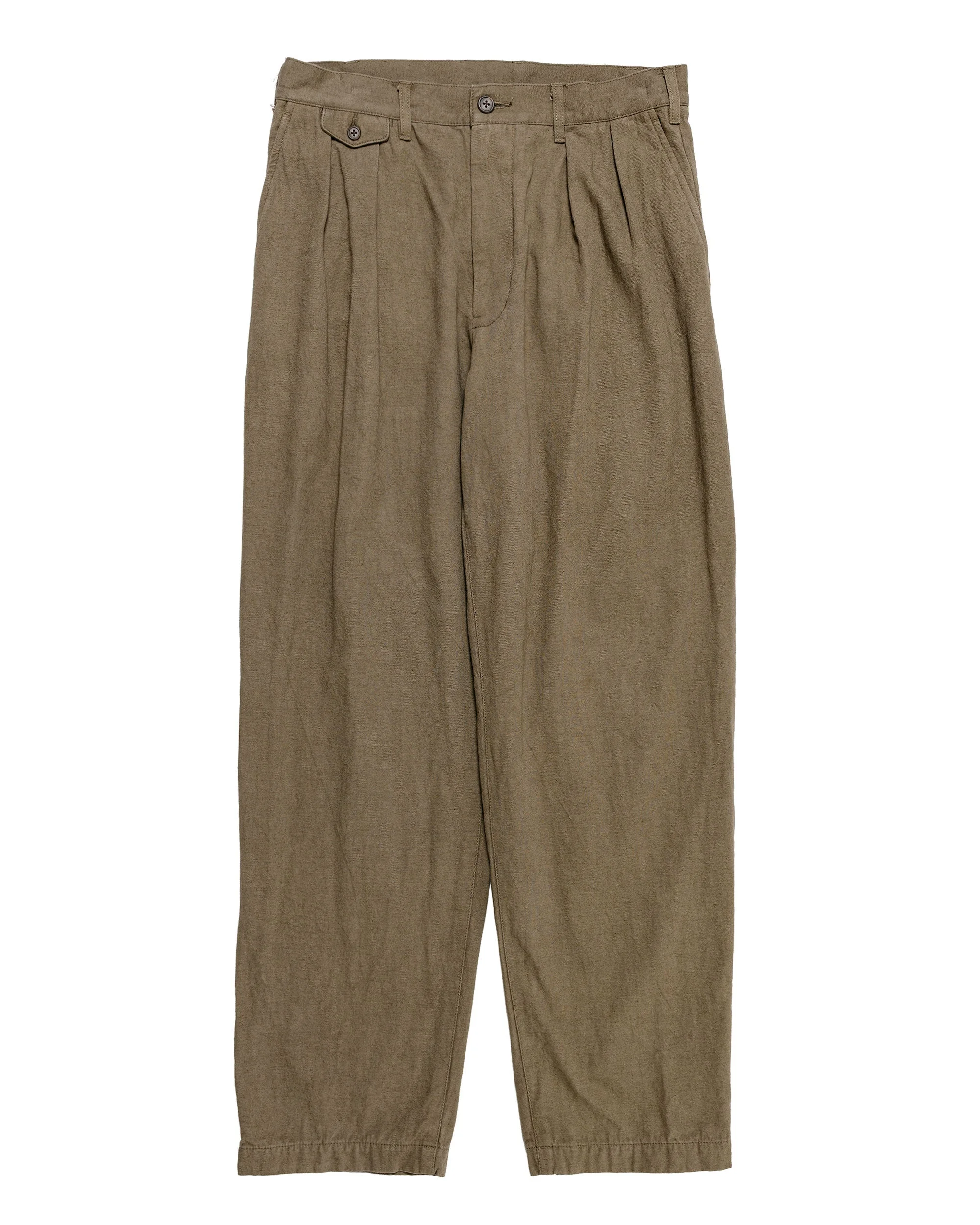 Lost & Found 2Pleats Trousers Cotton Linen Olive - 1
