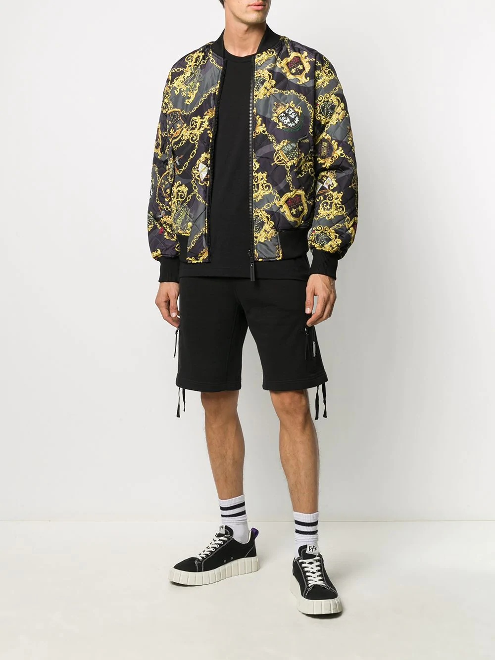 Barocco crest print bomber jacket - 2