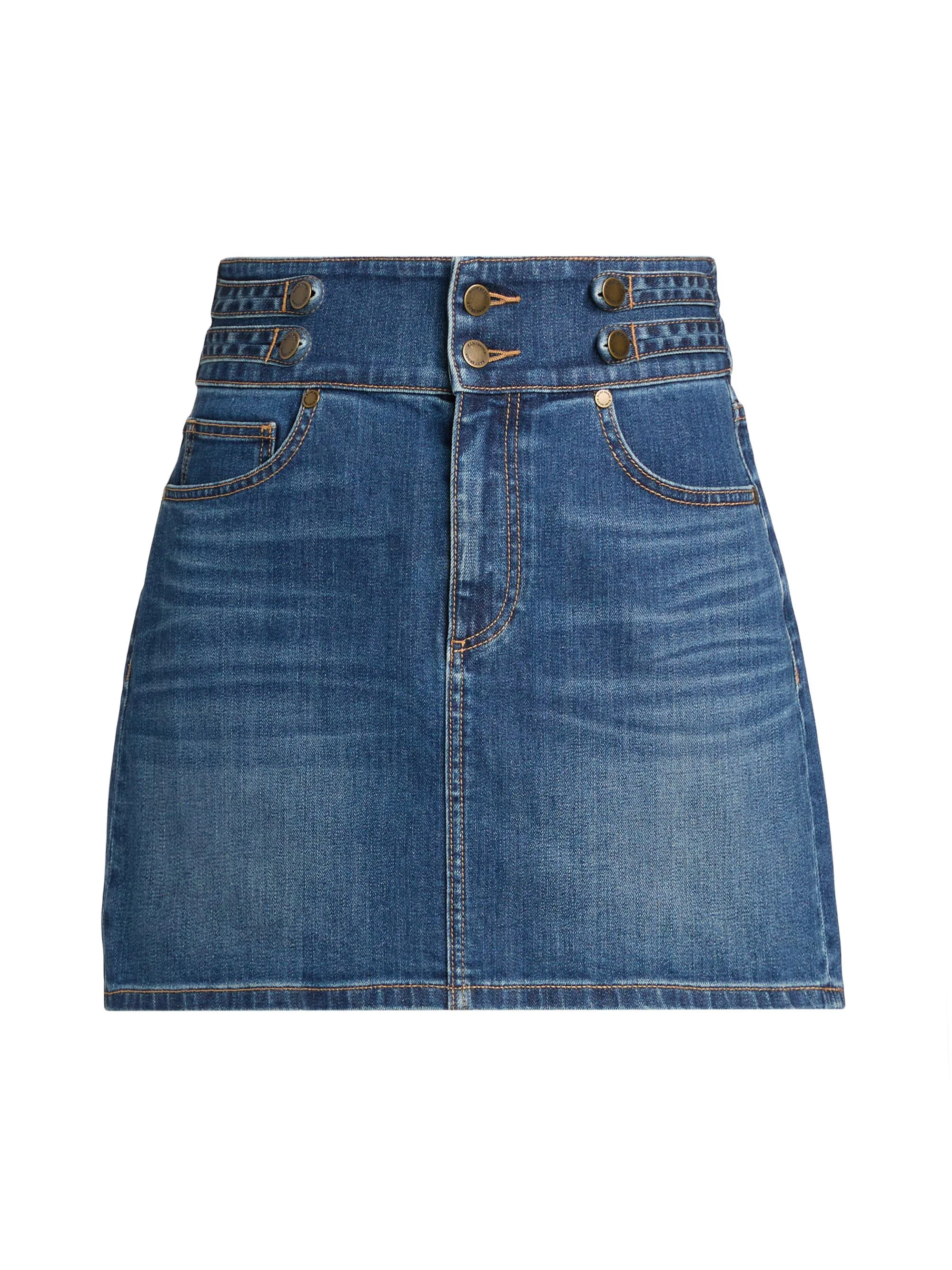 Women's Liv High-Rise Button-Tab Miniskirt - Medium Wash - 1