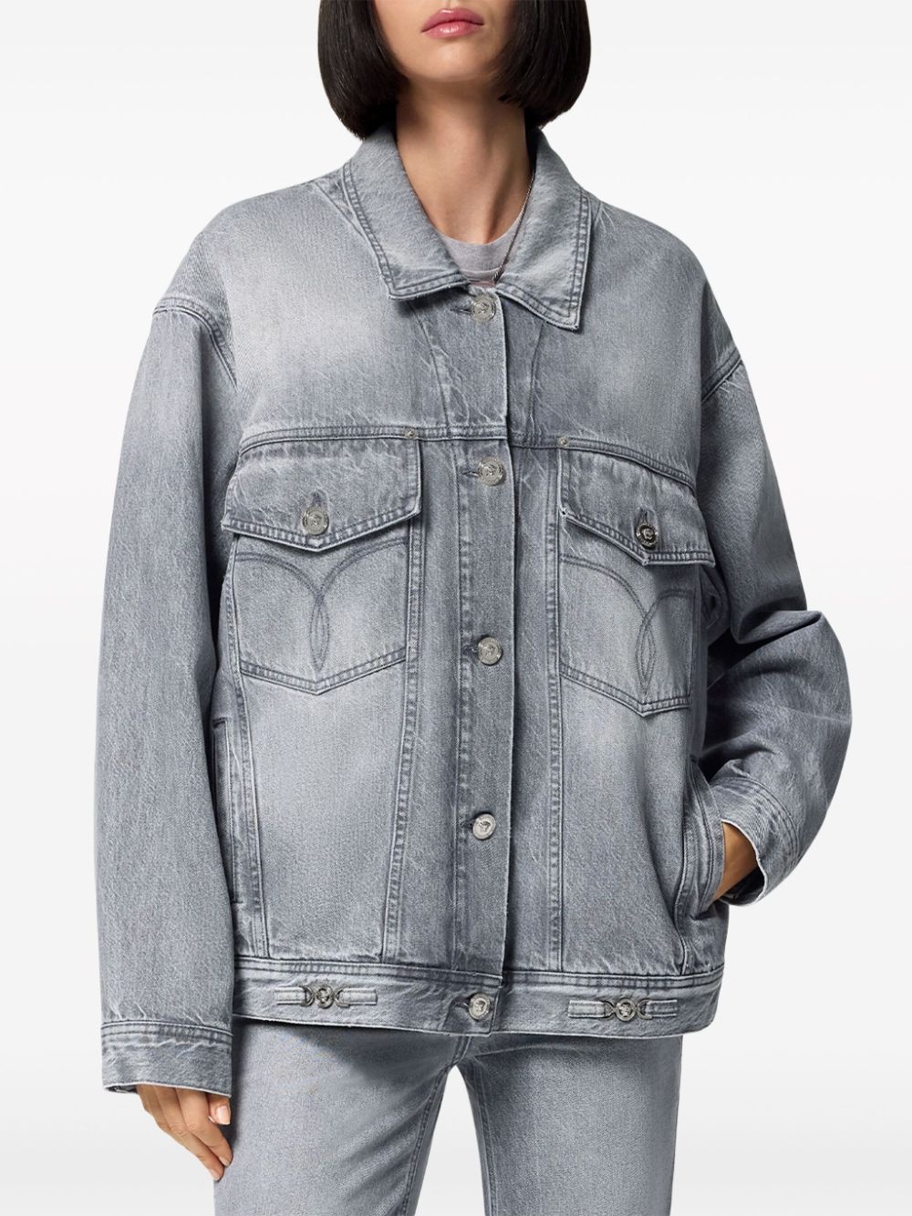 logo-appliquÃ© denim jacket - 3