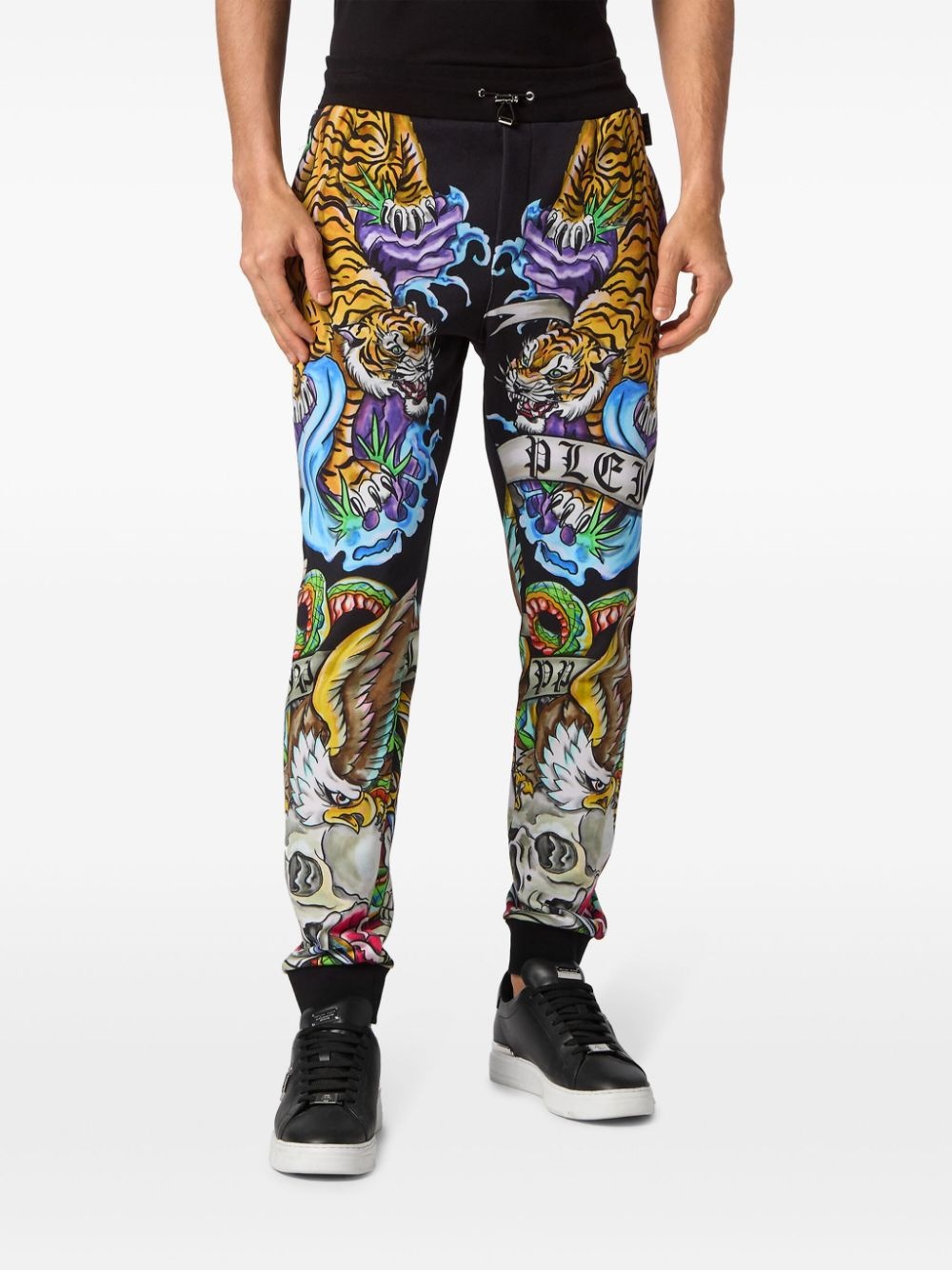 tattoo-print drawstring track pants - 3