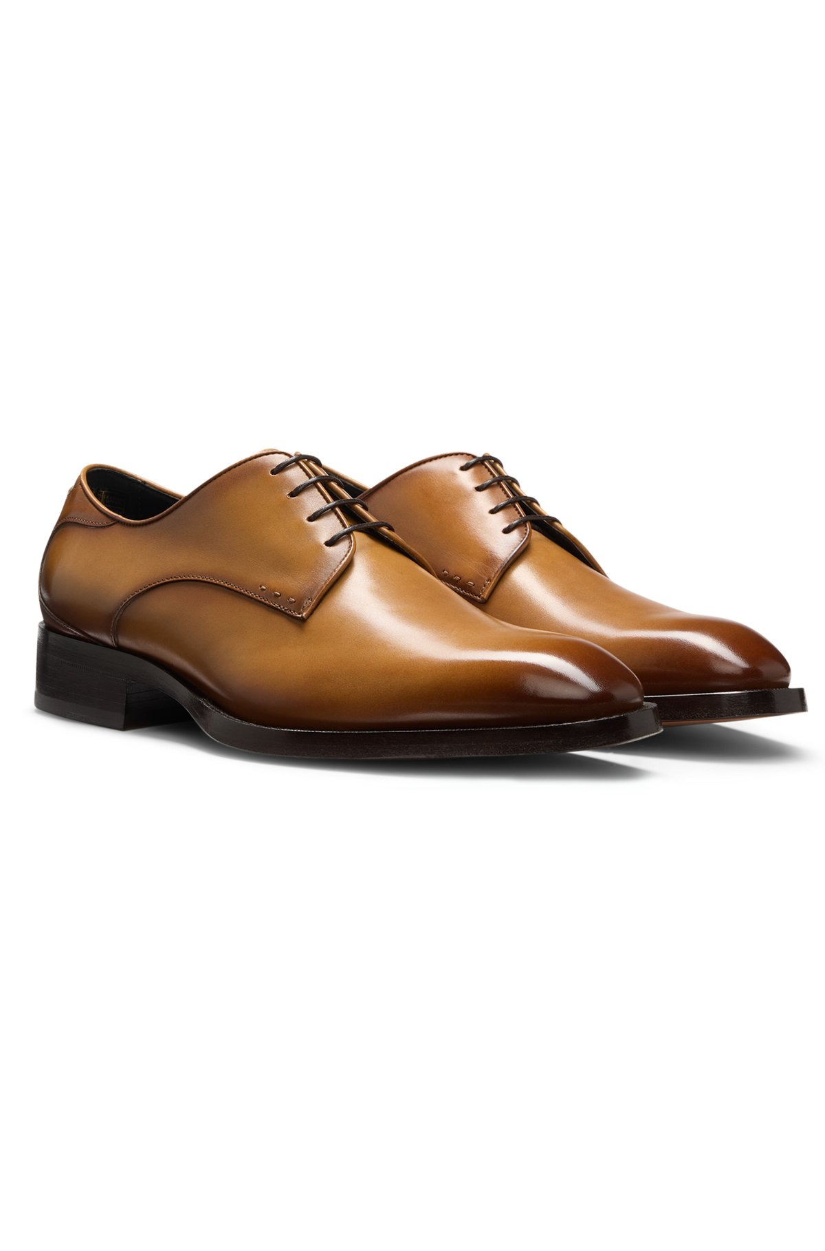 BURNISHED-LEATHER DERBY SHOES WITH STITCH DETAILS - 2