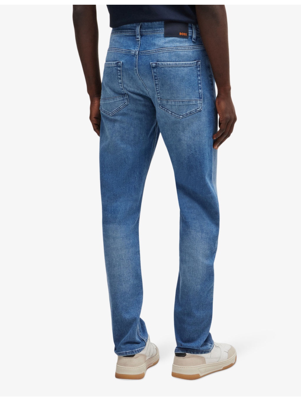 Regular-fit straight-leg faded stretch-denim jeans - 4