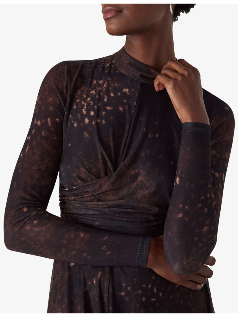 Spotted Animal-Print Stretch-Mesh Midi Dress 4