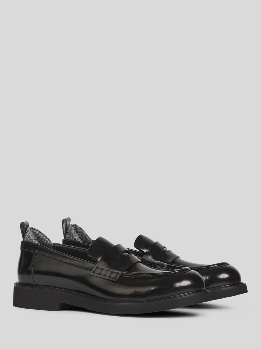 LEATHER PENNY LOAFERS WITH INSERT - 3