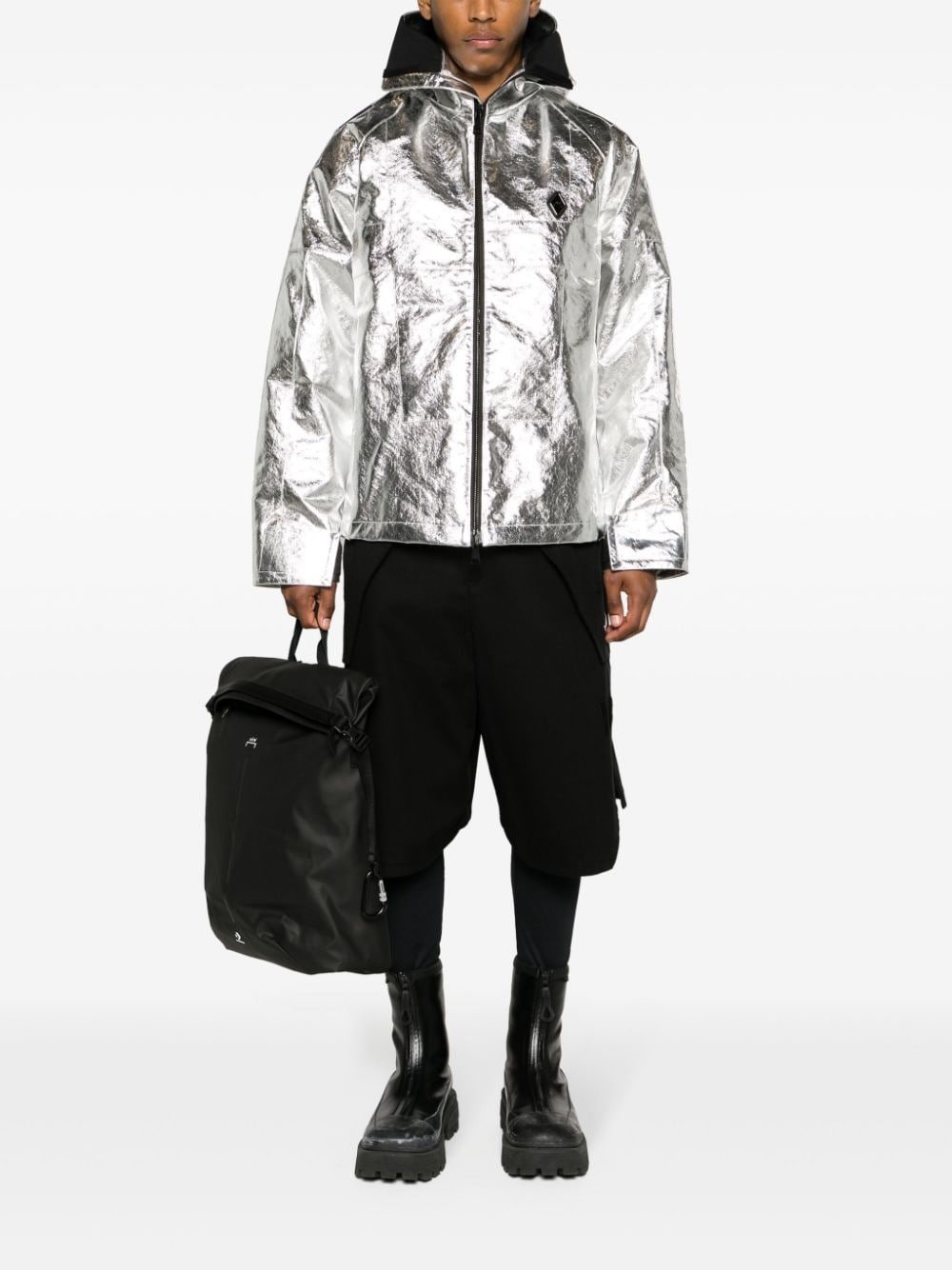 logo-plaque reflective hooded jacket - 2