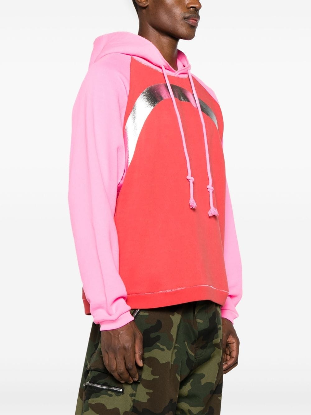 colour-block cotton hoodie - 4