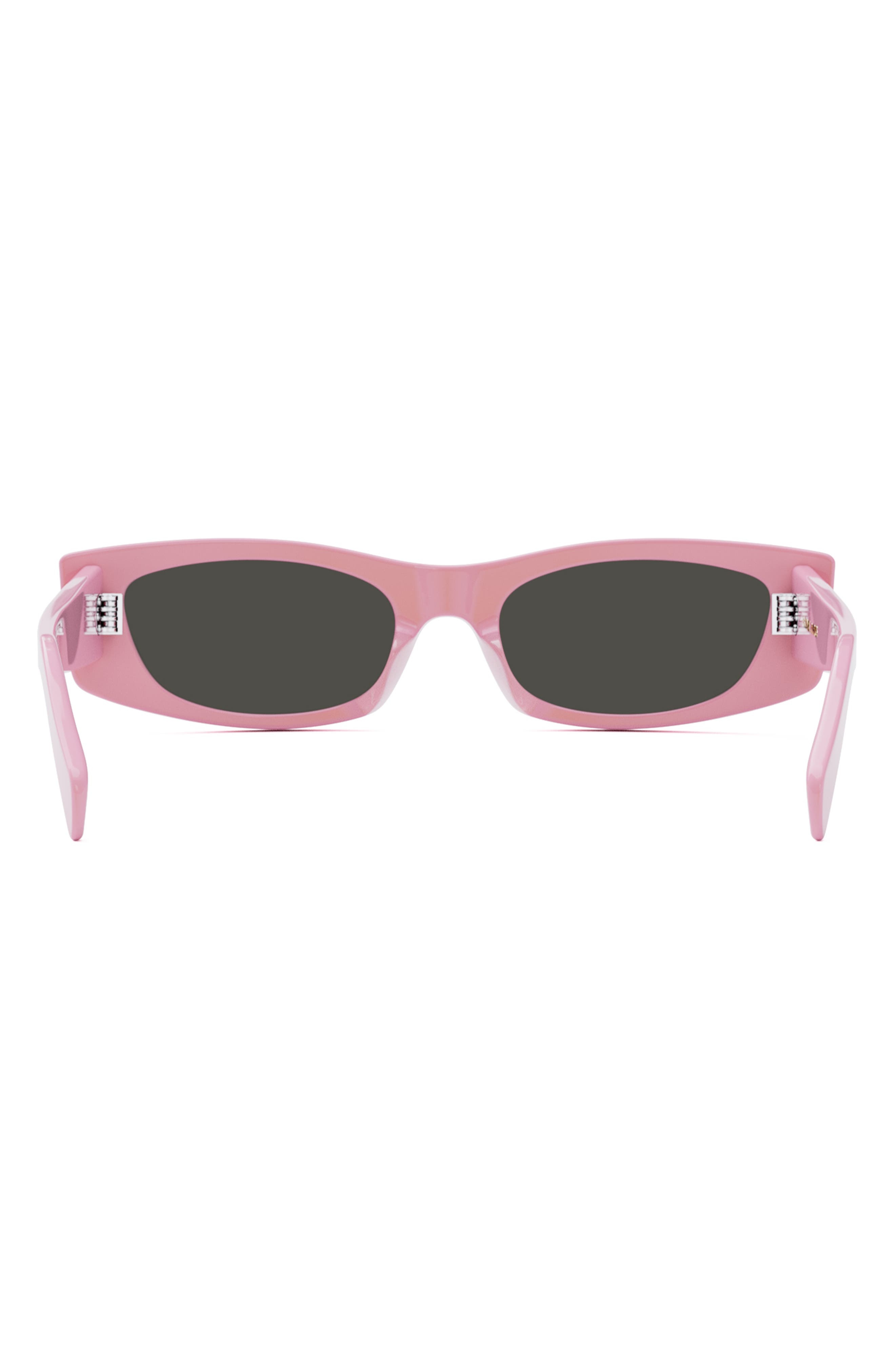 CELINE Bold 3 Dots 55mm Rectangular Sunglasses in Shiny Pink /Smoke at Nordstrom - 5