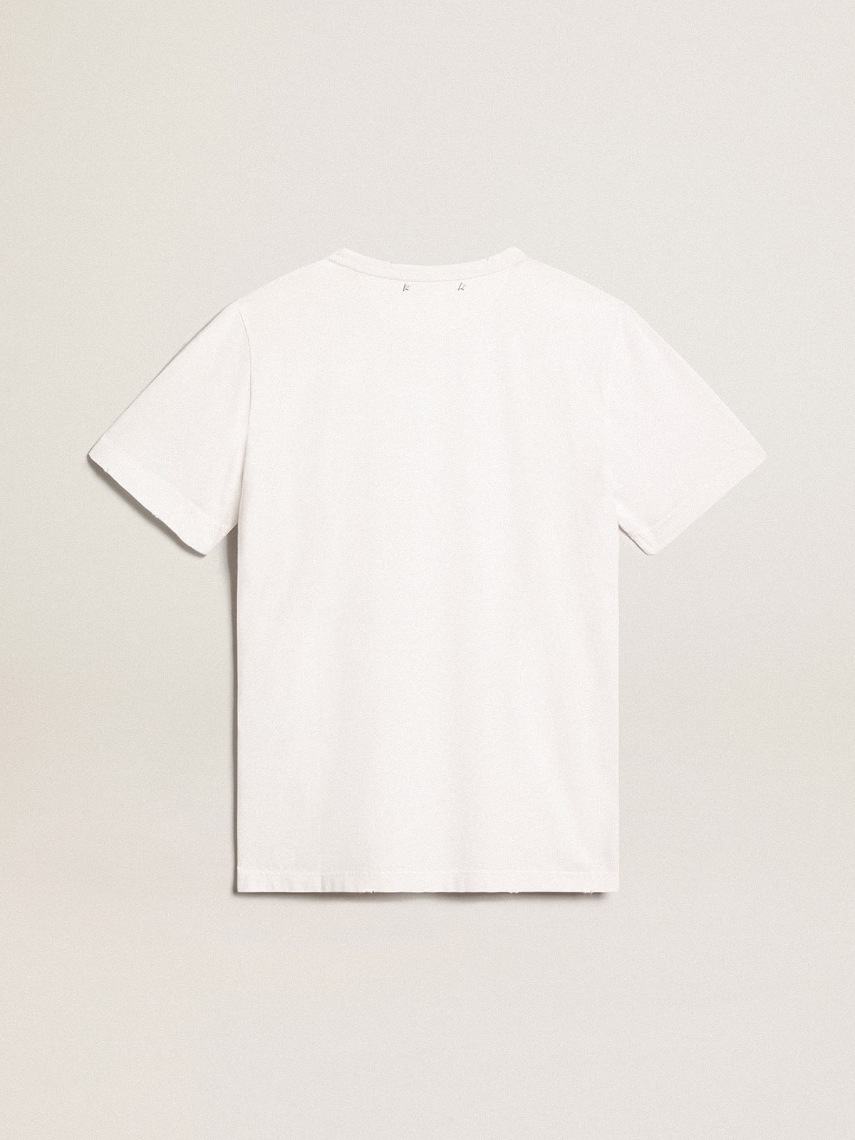 Men's white T-shirt with distressed treatment - 5