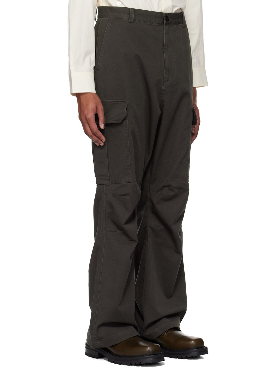 Black Loose Flared Cargo Pants - 2