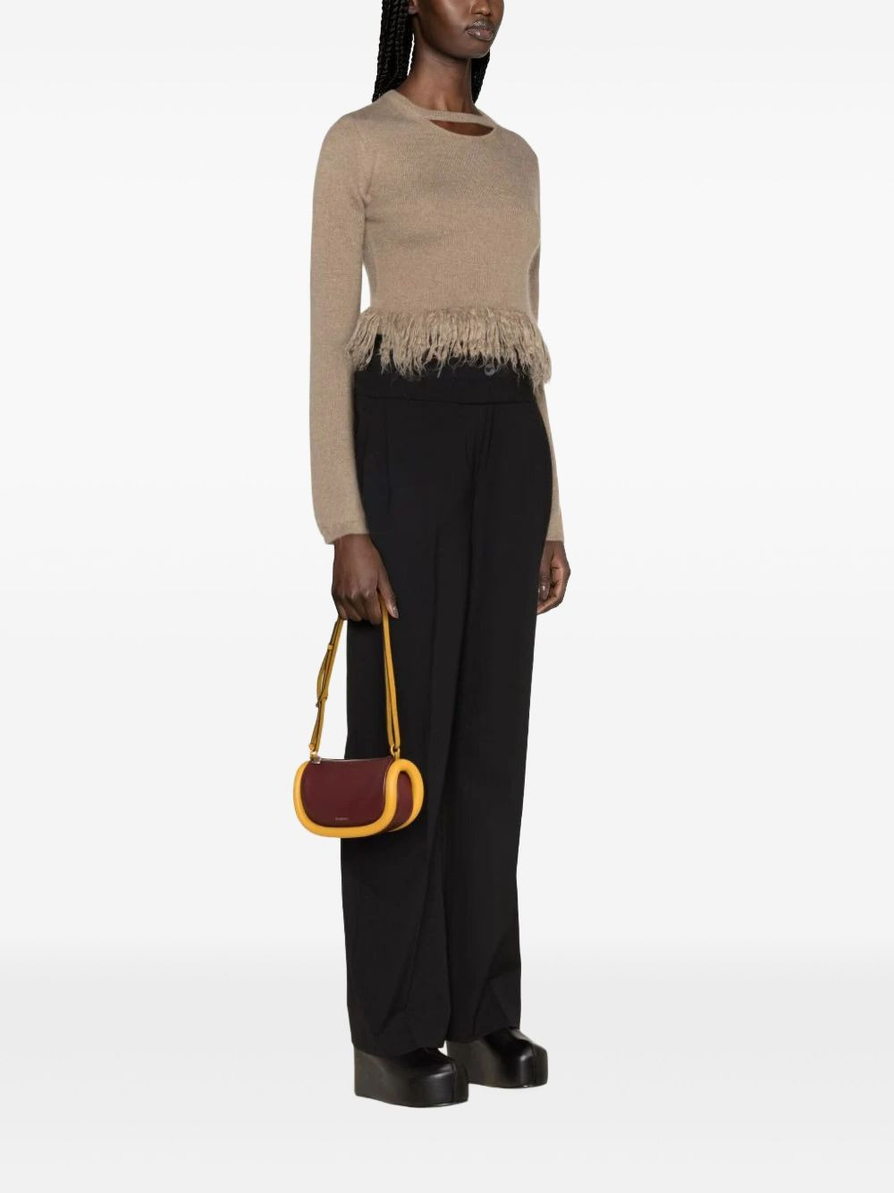fringed-hem cropped jumper - 3
