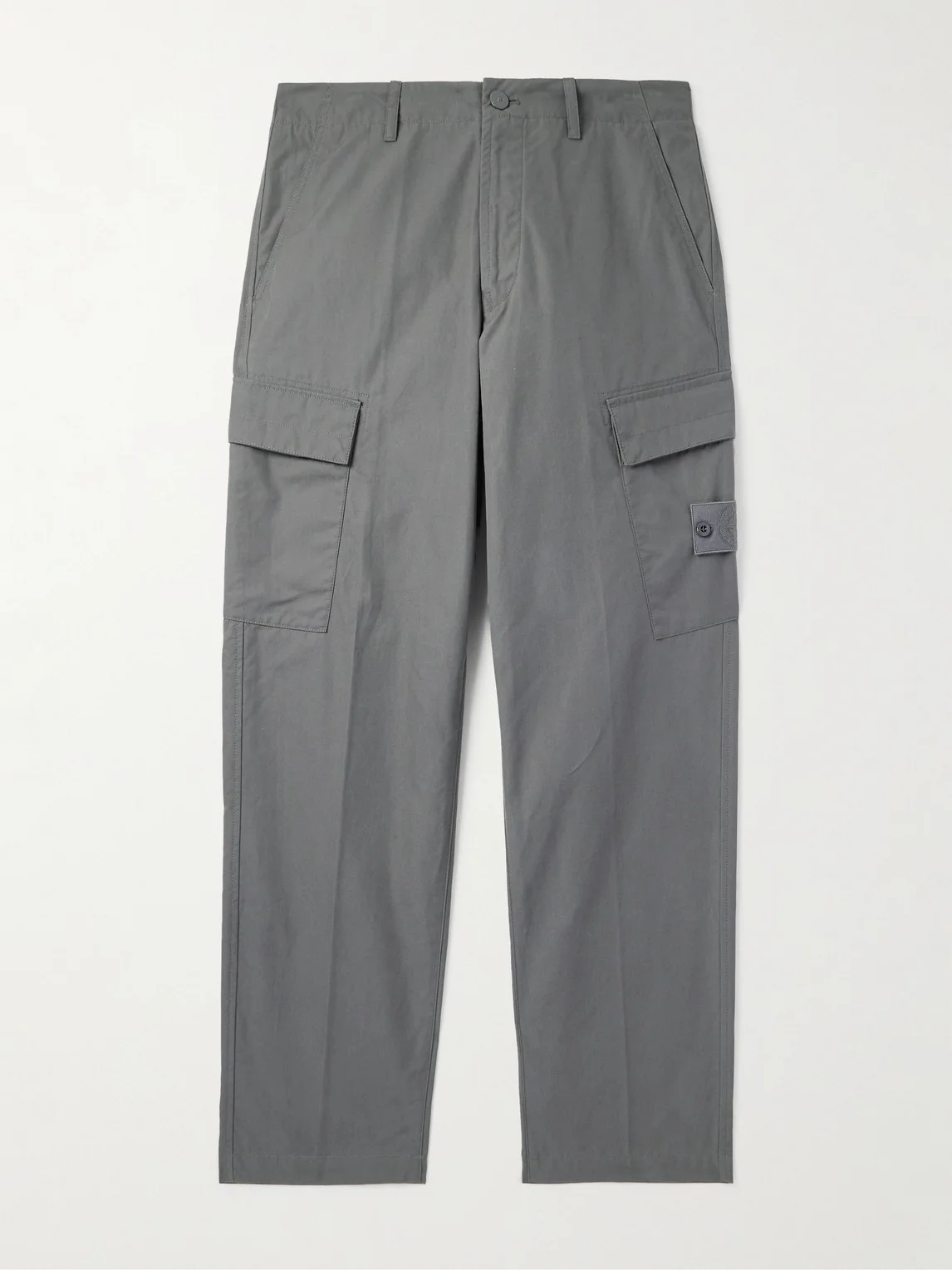 STONE ISLAND GHOST Straight-Leg Logo-Appliquéd Cotton Cargo Trousers - 1