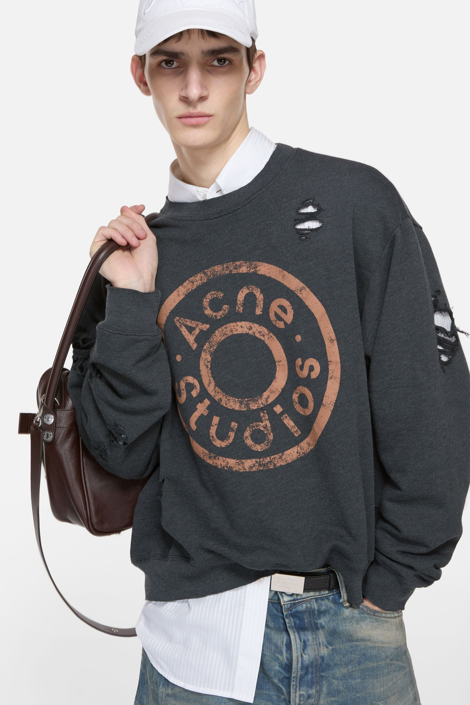Sweater printed logo - Black melange - 4