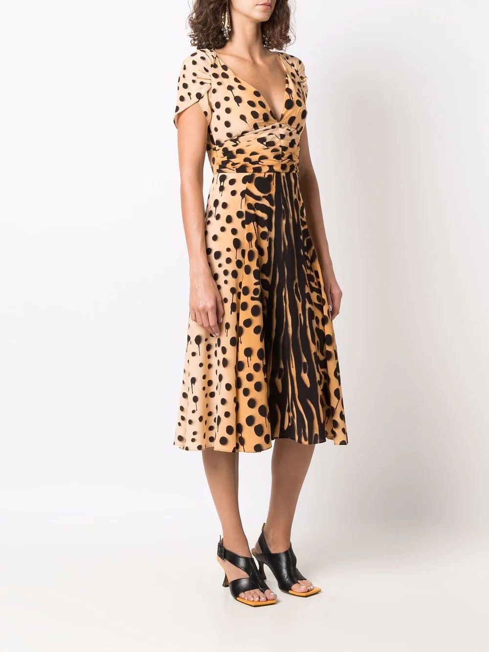 graffiti animal-print flared midi dress - 3