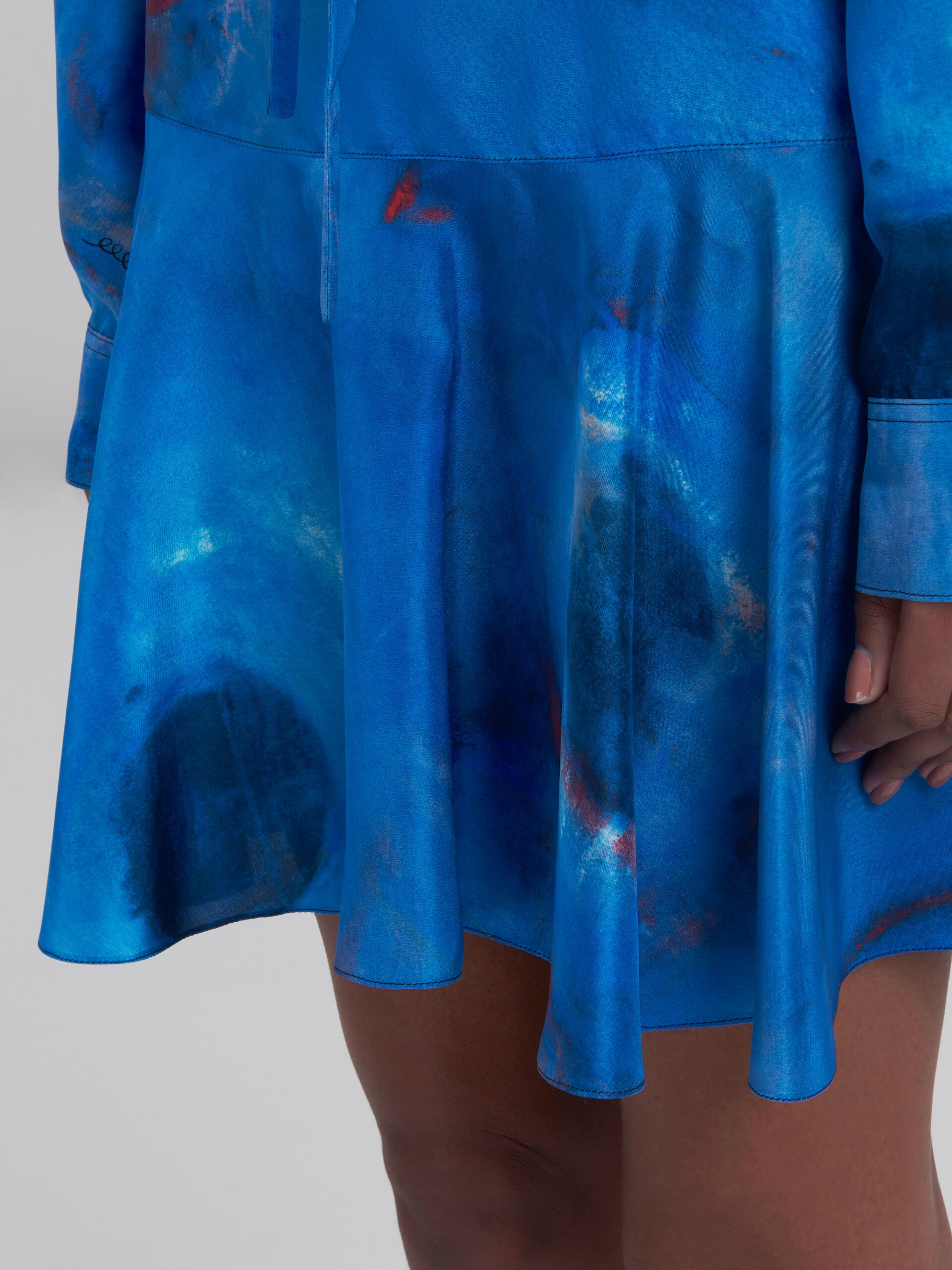 SILK FLOUNCE SKIRT WITH BUCHI BLU PRINT - 4