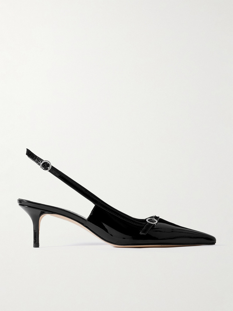 Saba Buckled Patent-leather Slingback Pumps 1