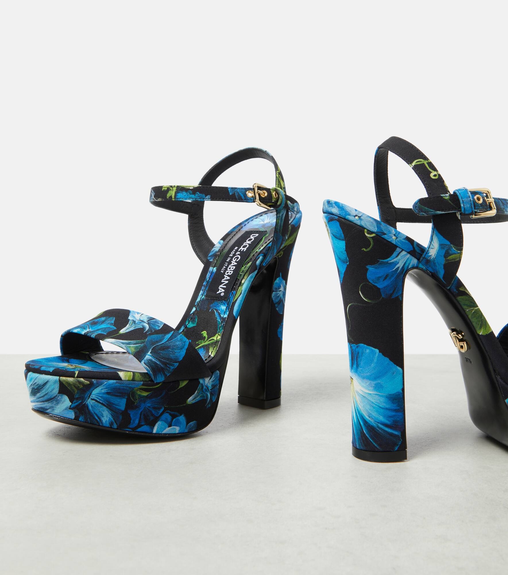 Floral satin platform sandals - 6