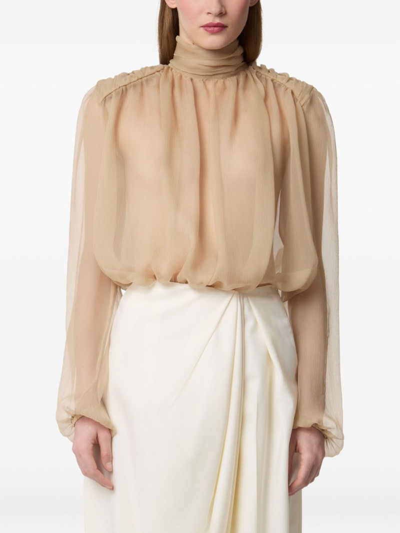 NINA RICCI high-neck puffed-sleeve top outlook