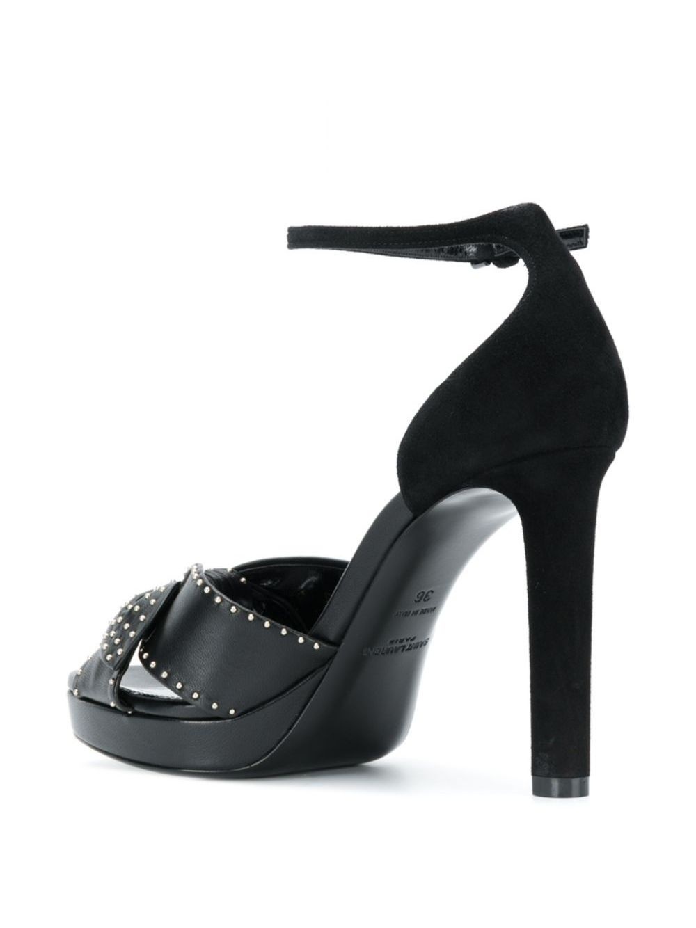 studded bow leather sandals - 3