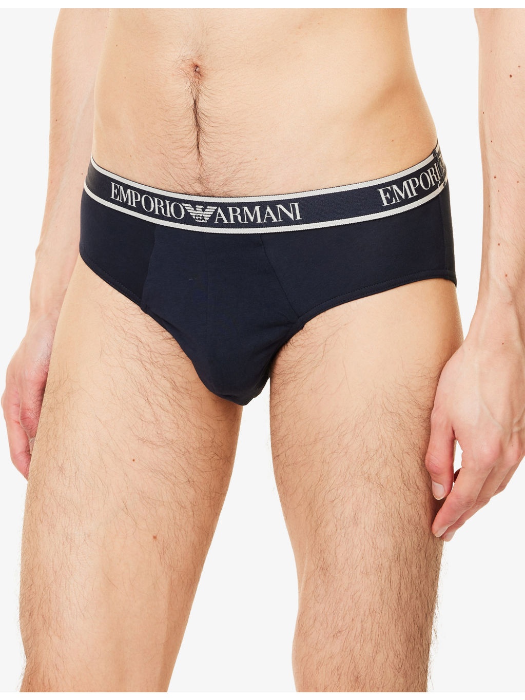Brand-Print Mid-Rise Pack Of Three Stretch-Cotton Briefs - 4