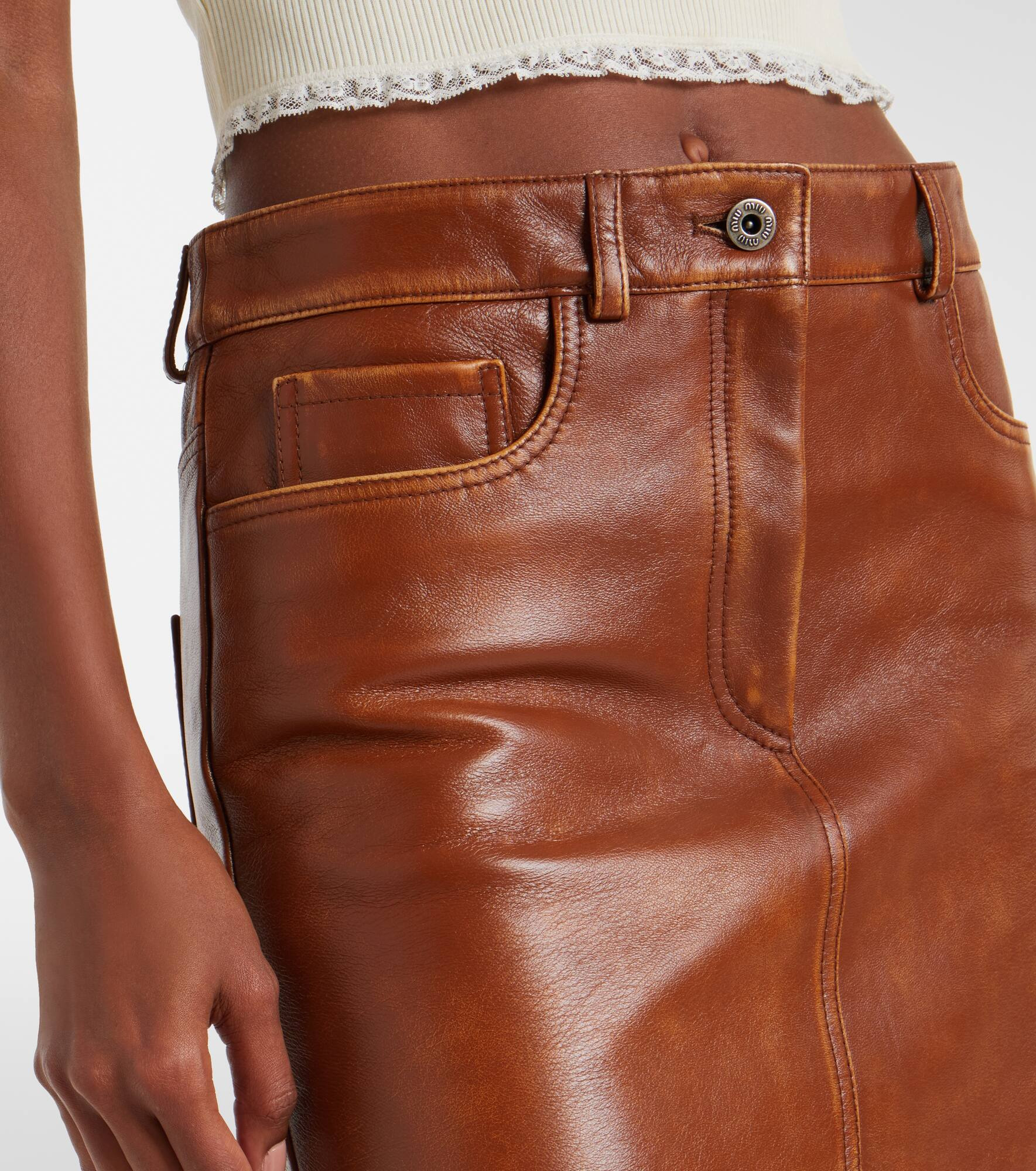 Leather midi skirt - 4