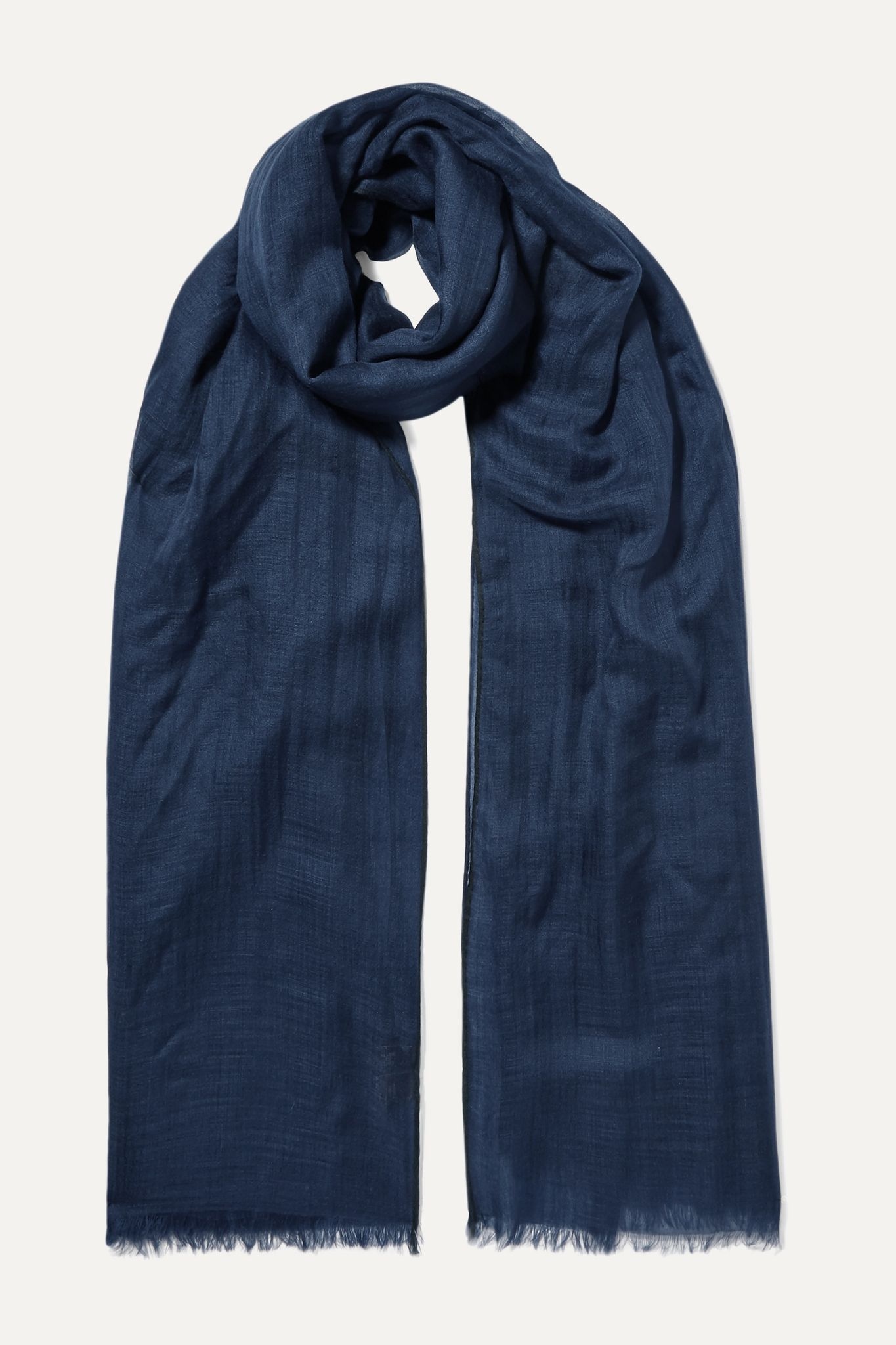 Fringed cashmere scarf - 1