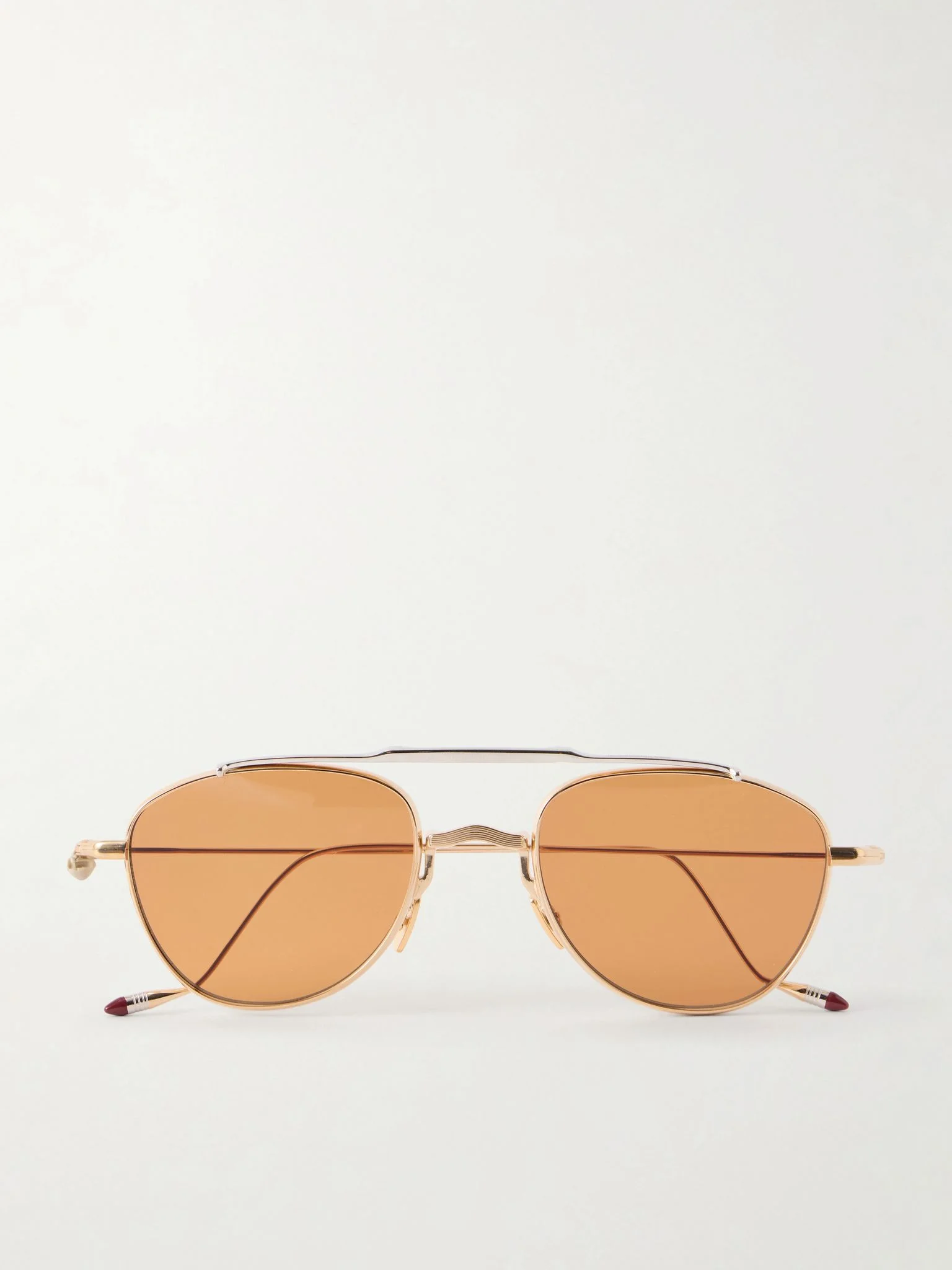 Flynn Double-Bridge Aviator-Style Two-Tone Metal Sunglasses Gold - 1
