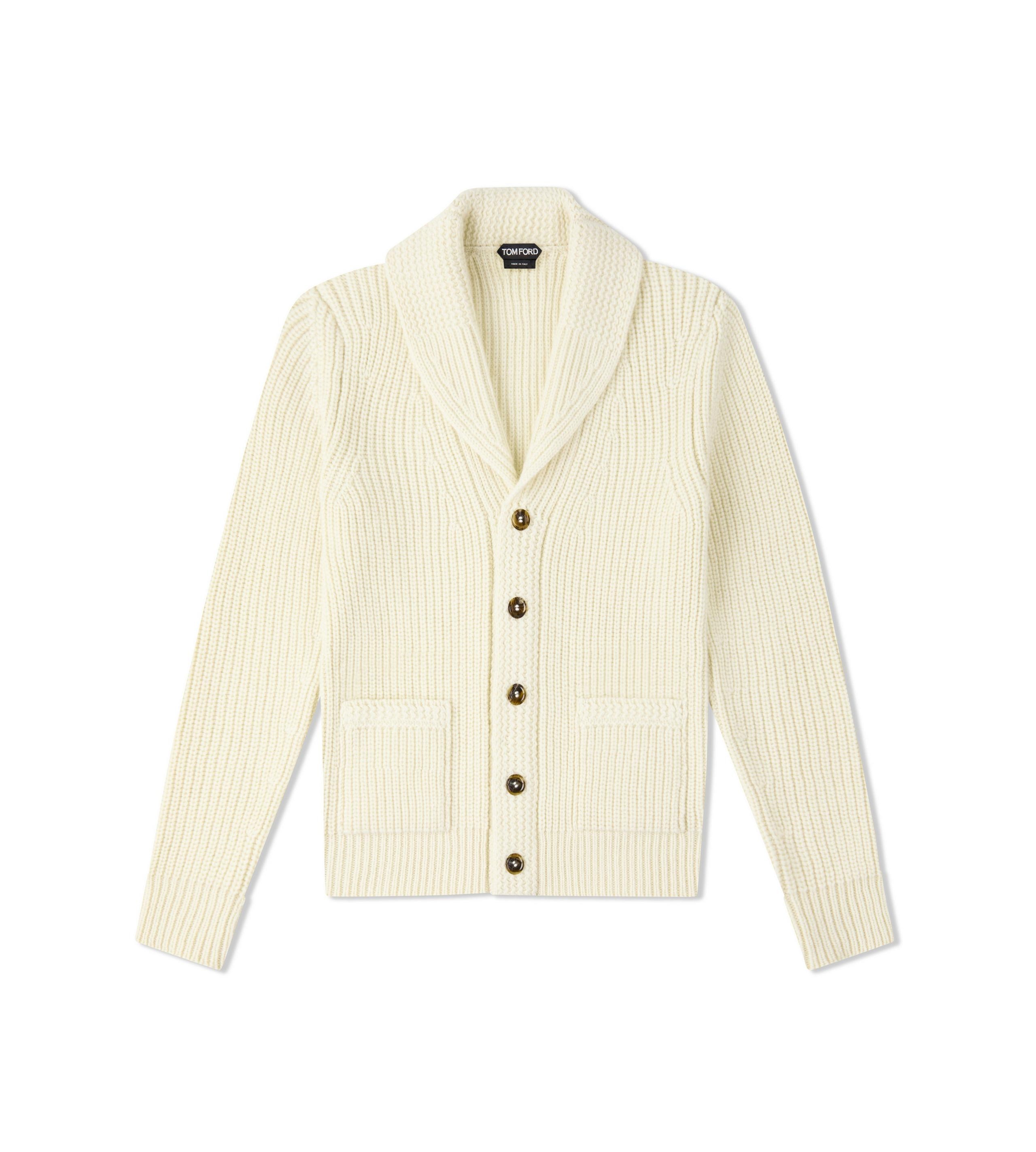 CASHMERE MOHAIR SHAWL COLLAR CARDIGAN - 1