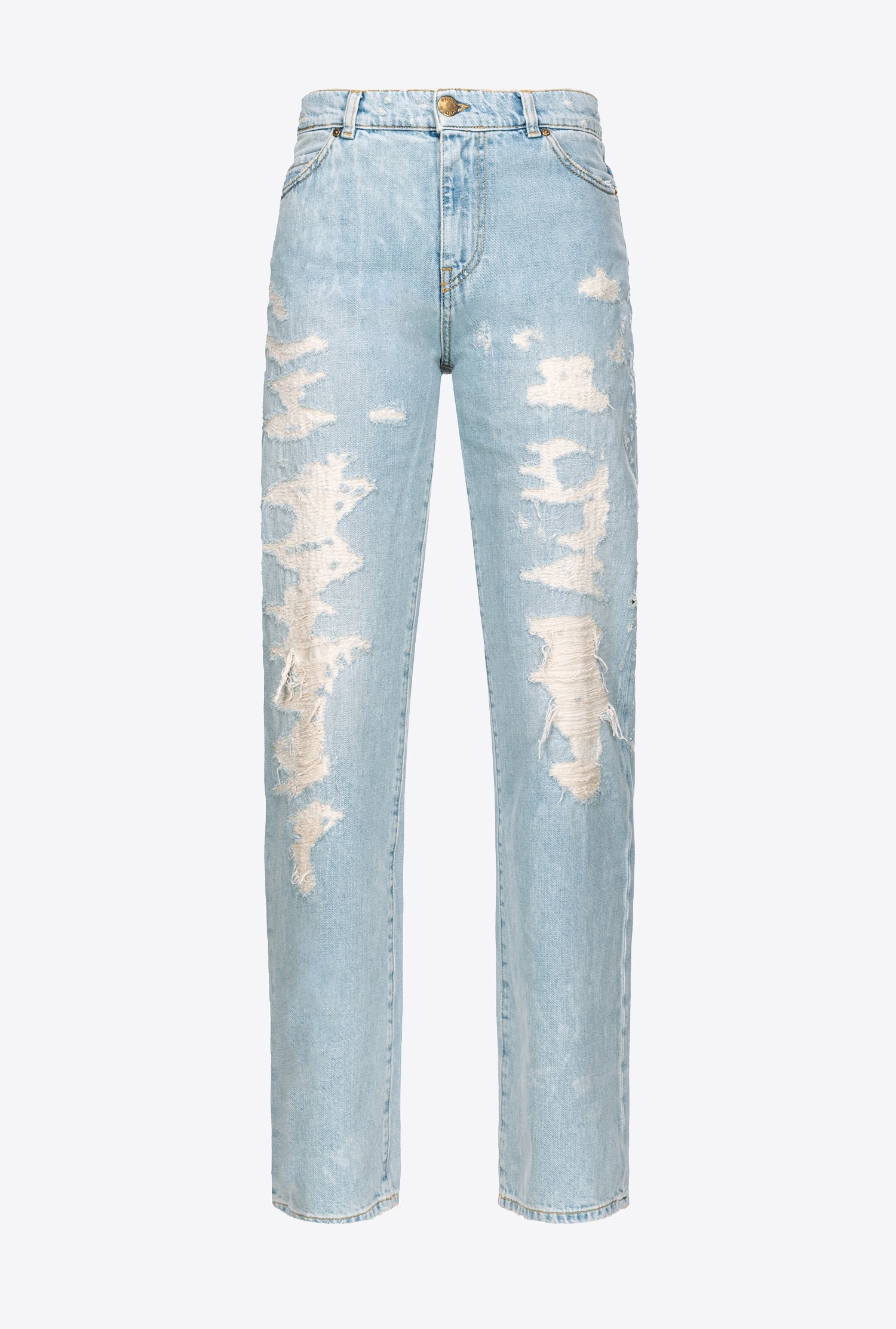 STRAIGHT-LEG DENIM JEANS WITH RIPS - 1