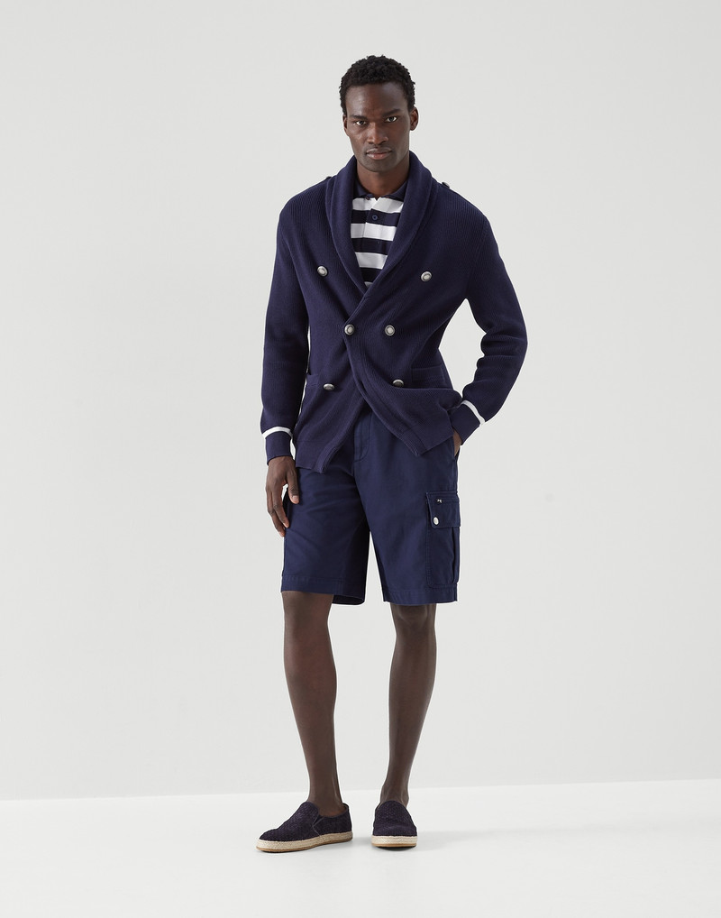 Brunello Cucinelli Garment-dyed leisure fit Bermuda shorts in twisted cotton gabardine with cargo pockets outlook