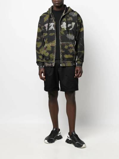 Moschino camouflage print zipped hoodie outlook