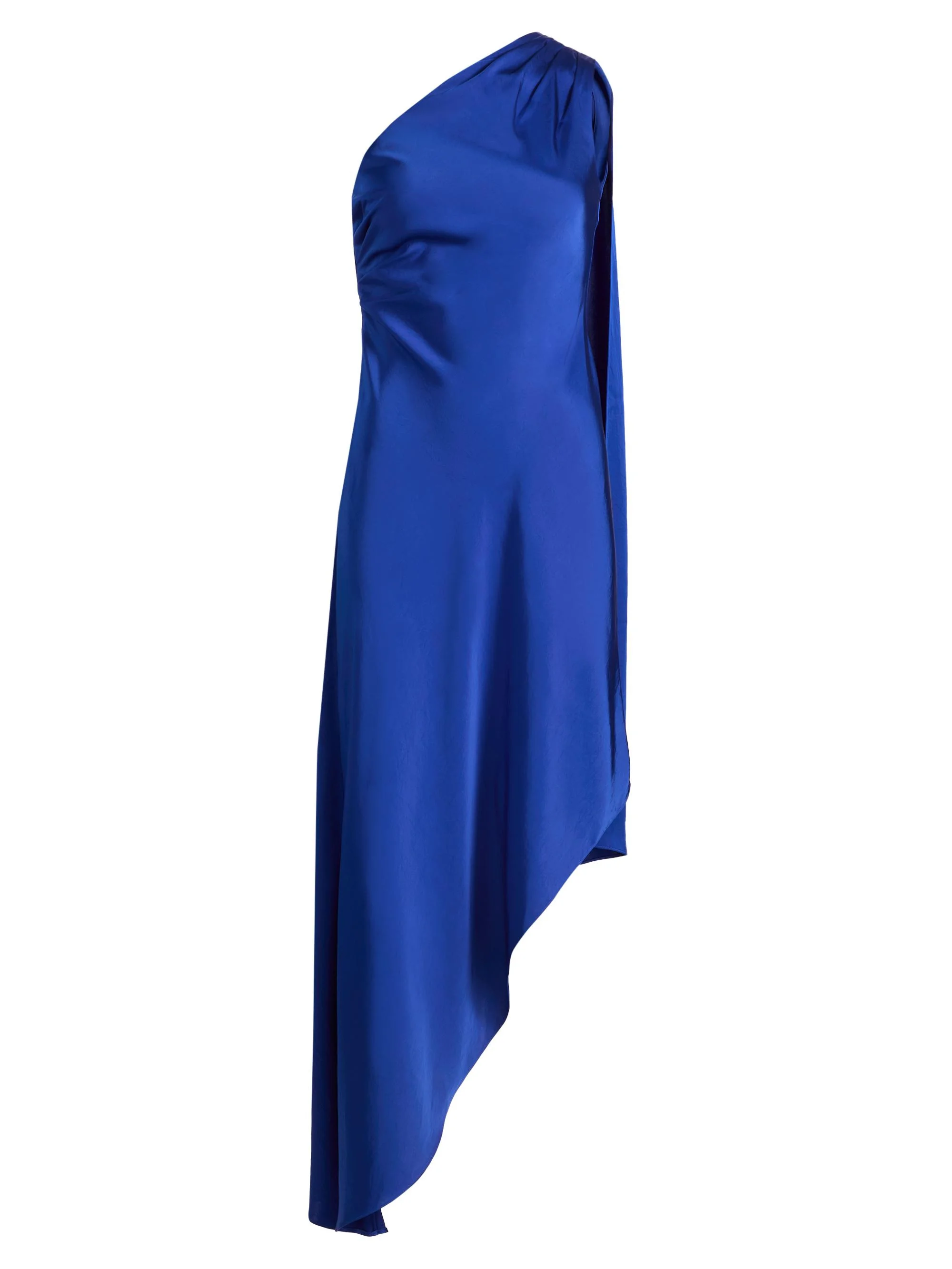 Women's Satin One-Shoulder Midi-Dress - Royal Blue - 1