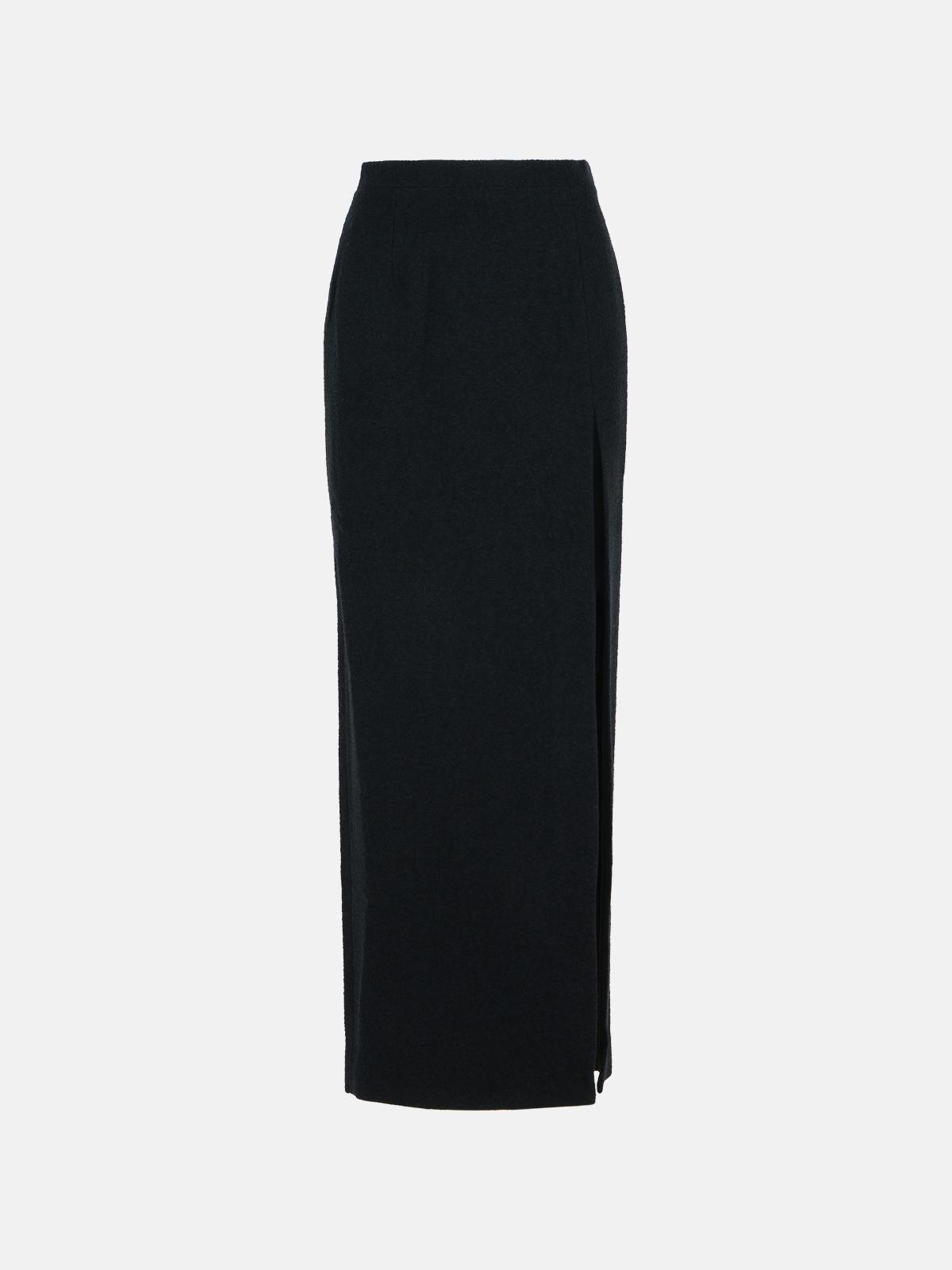 LONG SKIRT IN BLACK VIRGIN WOOL BLEND - 1