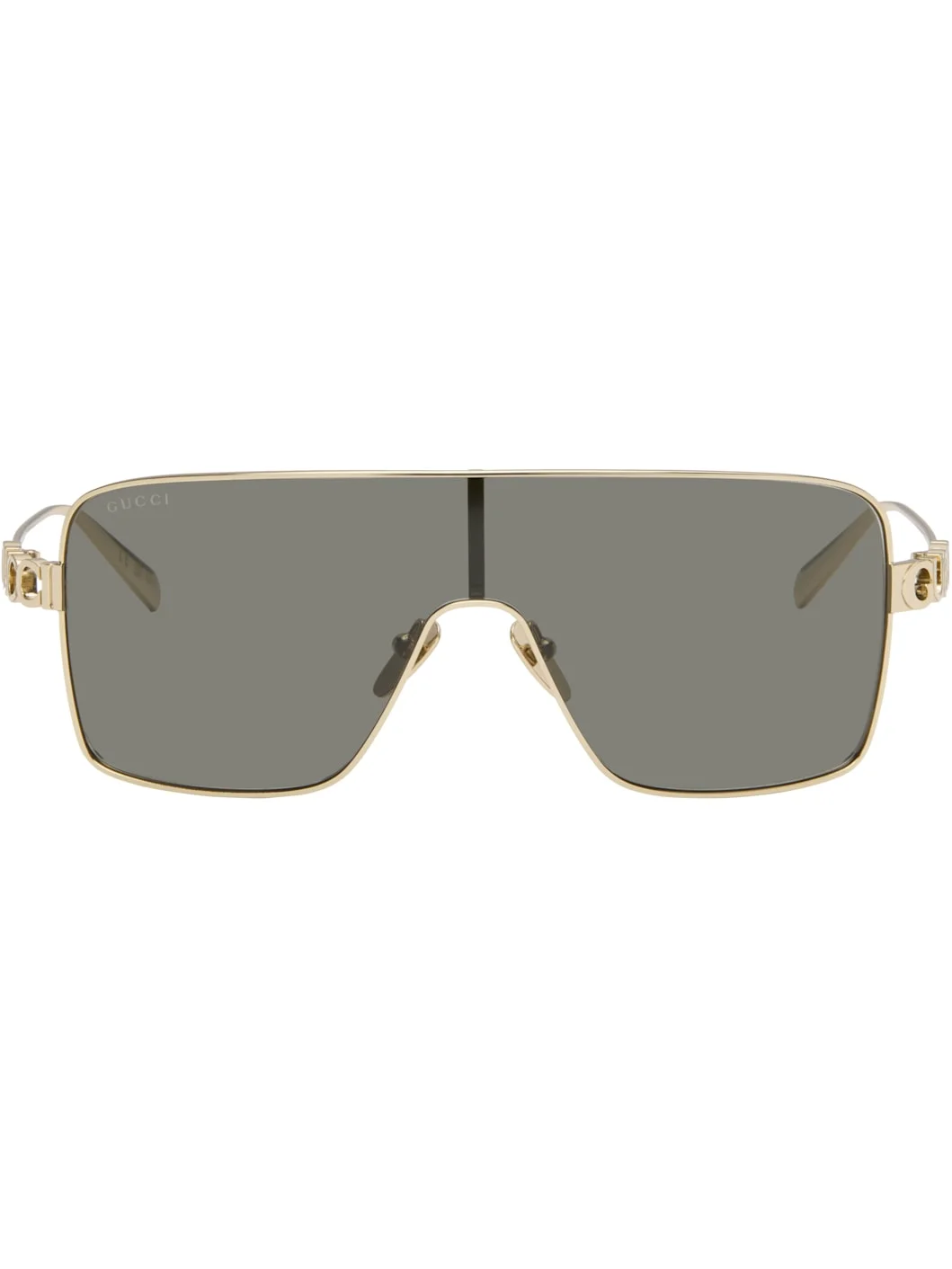 Gold 'Gucci Block' Bending Mask Sunglasses - 1