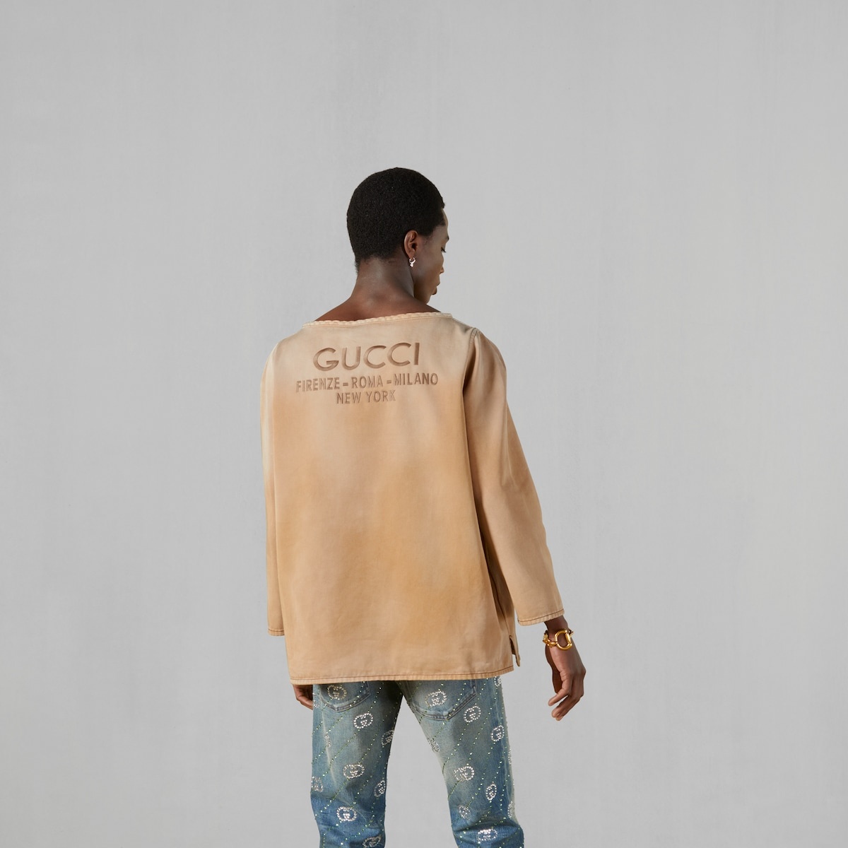 Denim top with embroidery - 8