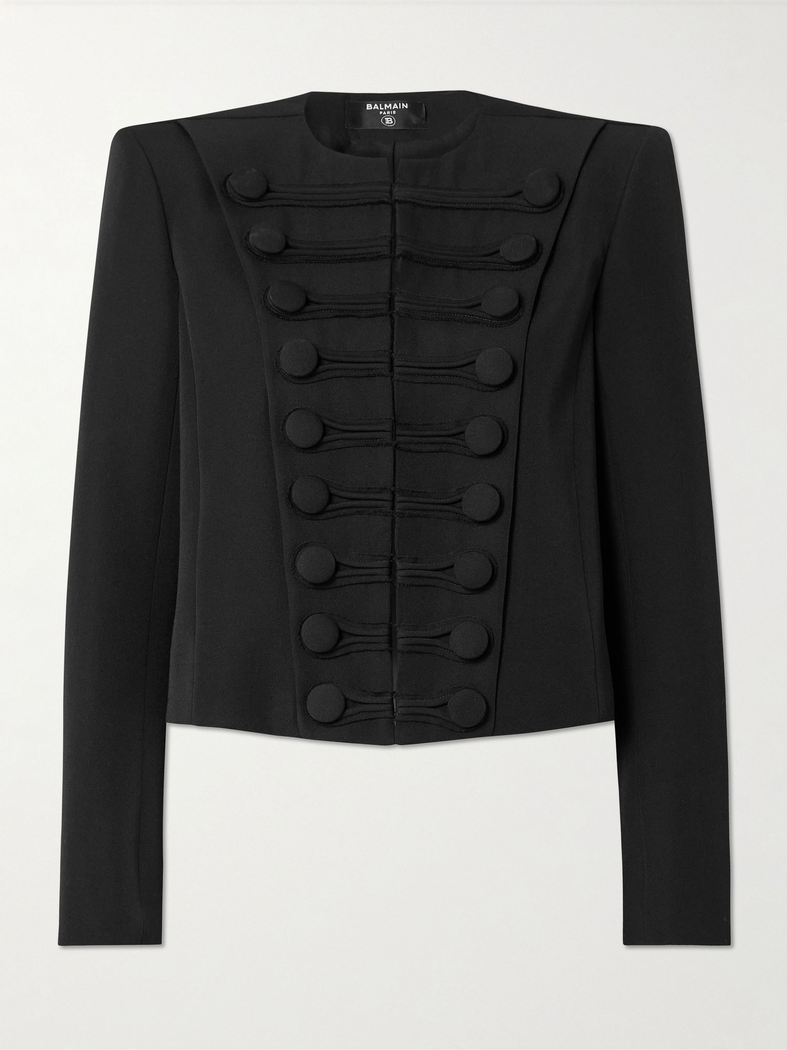 Spencer button-embellished grain de poudre wool jacket Black - 1