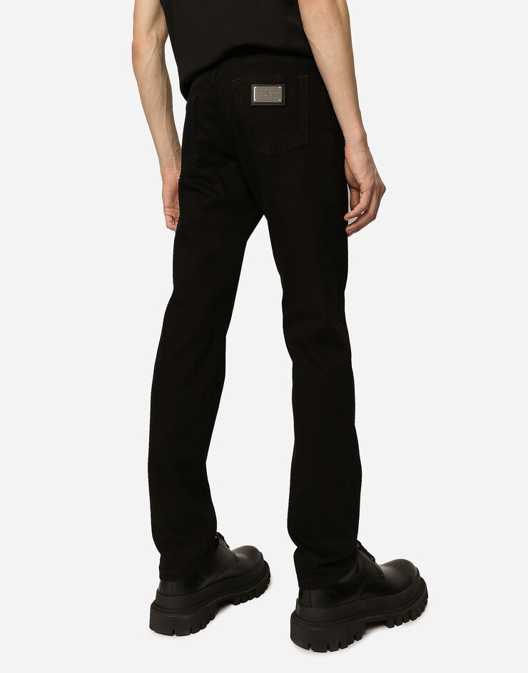 Black wash slim-fit stretch jeans - 4