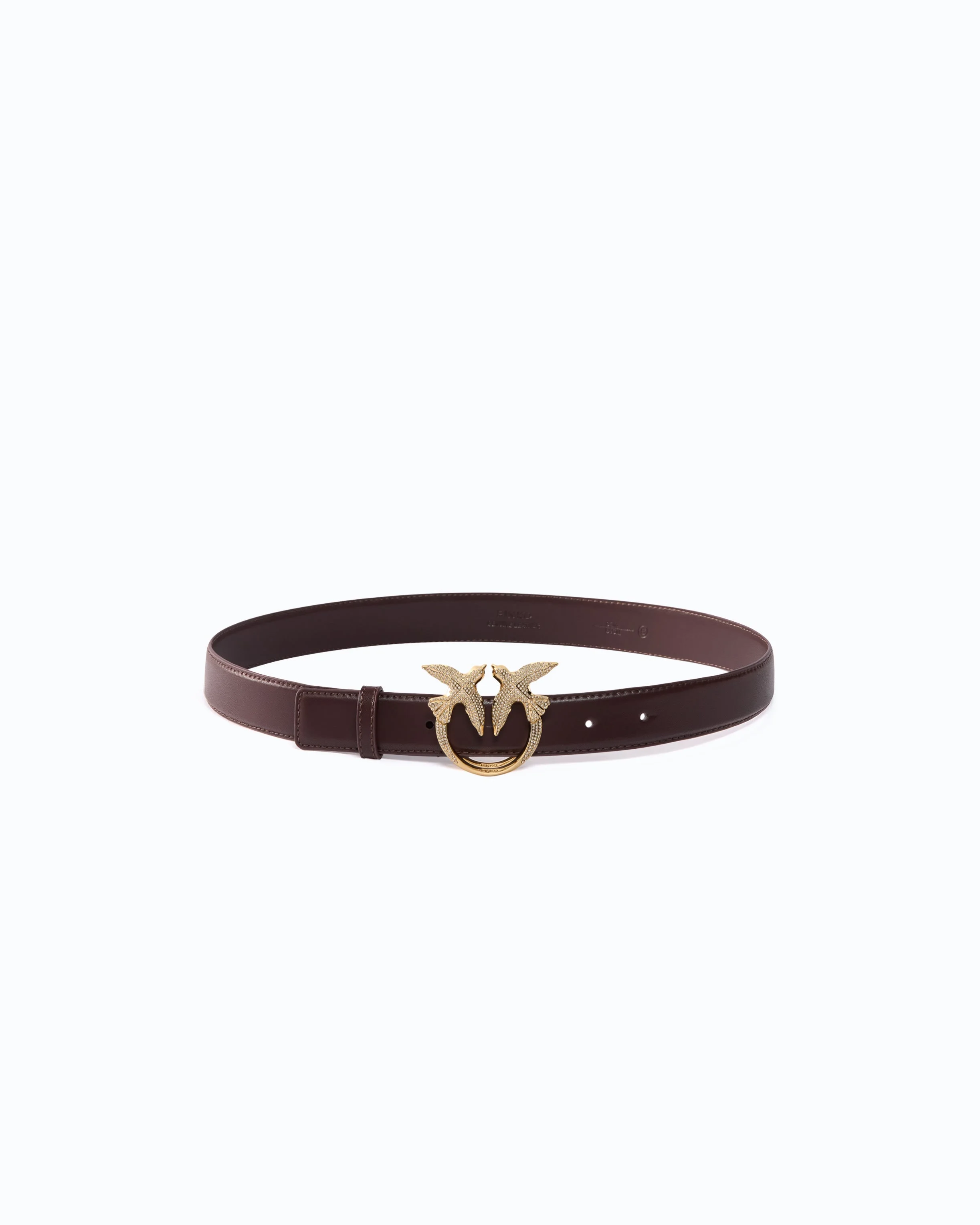 LEATHER BELT WITH LOVE BIRDS JEWEL BUCKLE, 2.5 CM - 1
