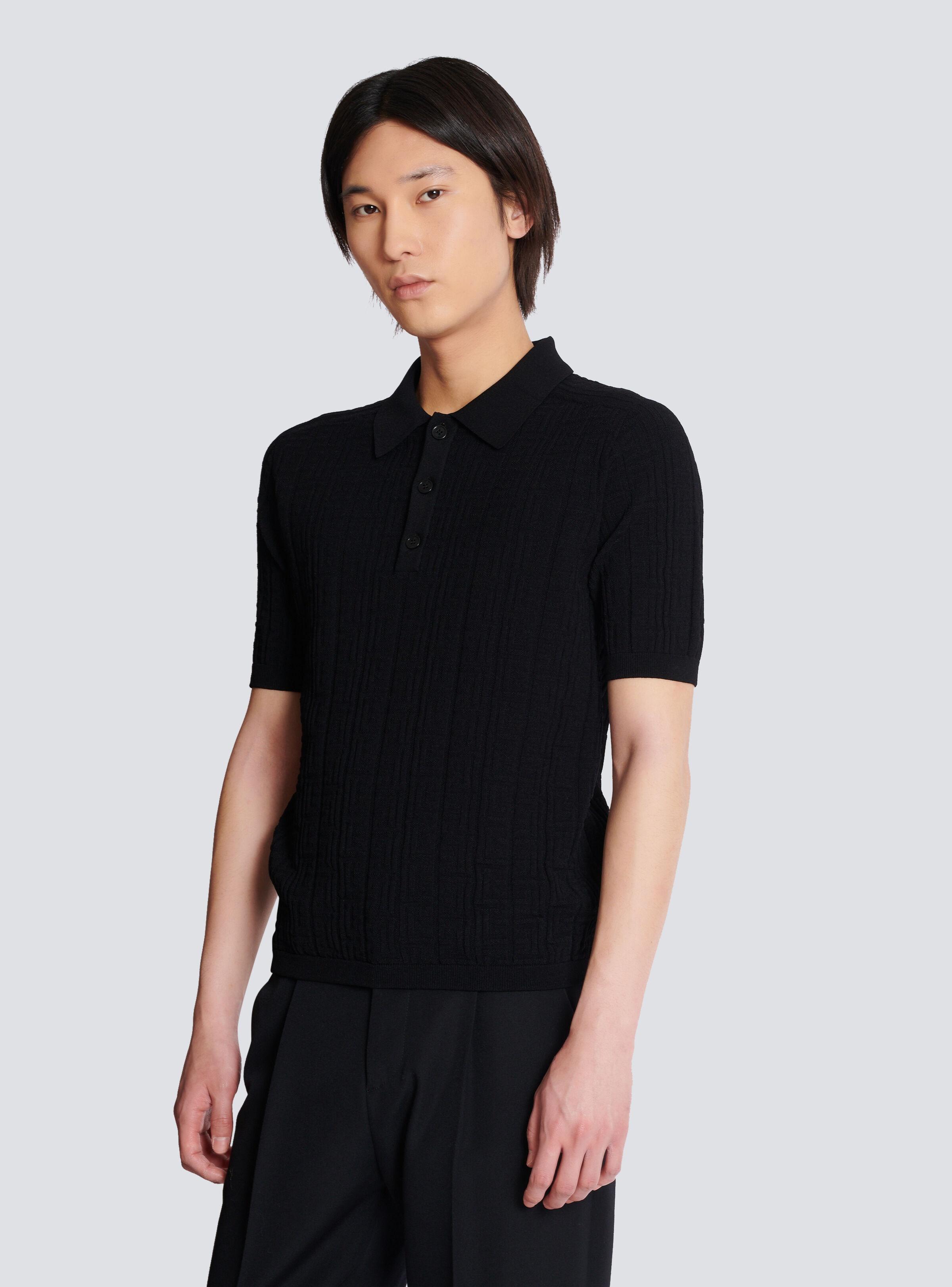 Monogram knit polo shirt - 6