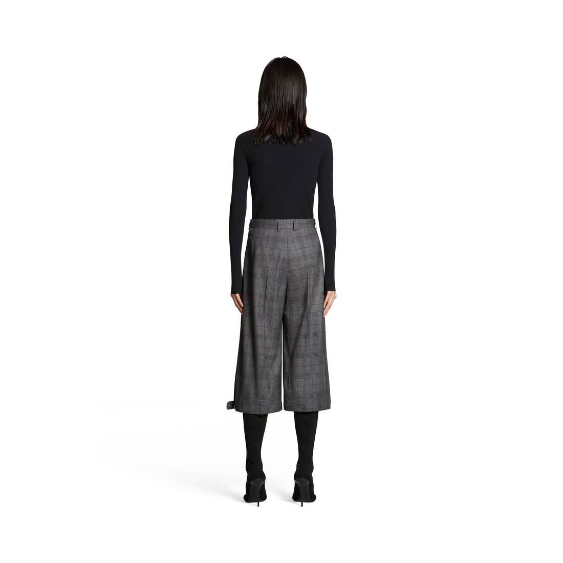 Women's Deconstructed Long Shorts in Grey - 4