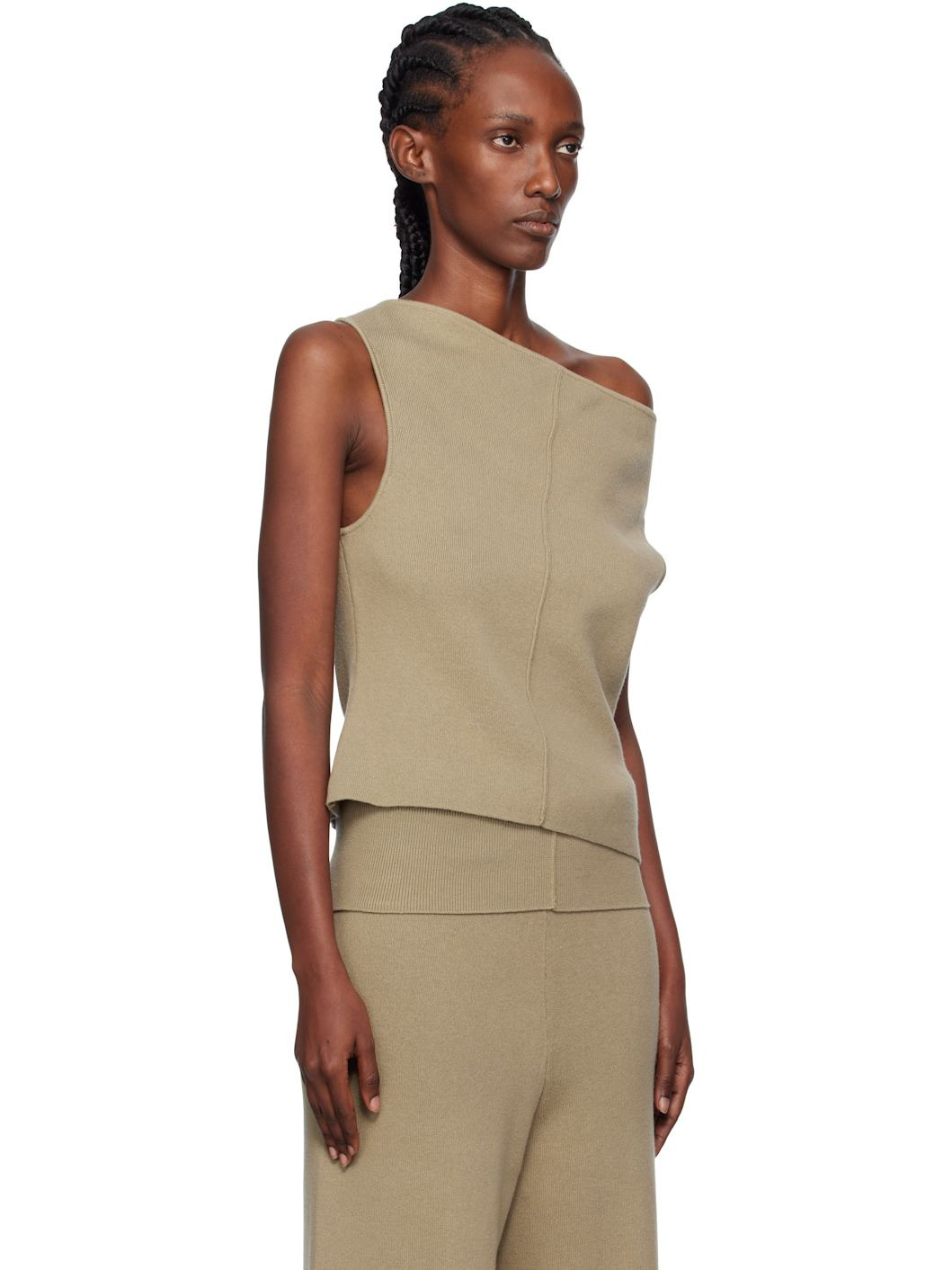 Beige Off Shoulder Seam Top - 2