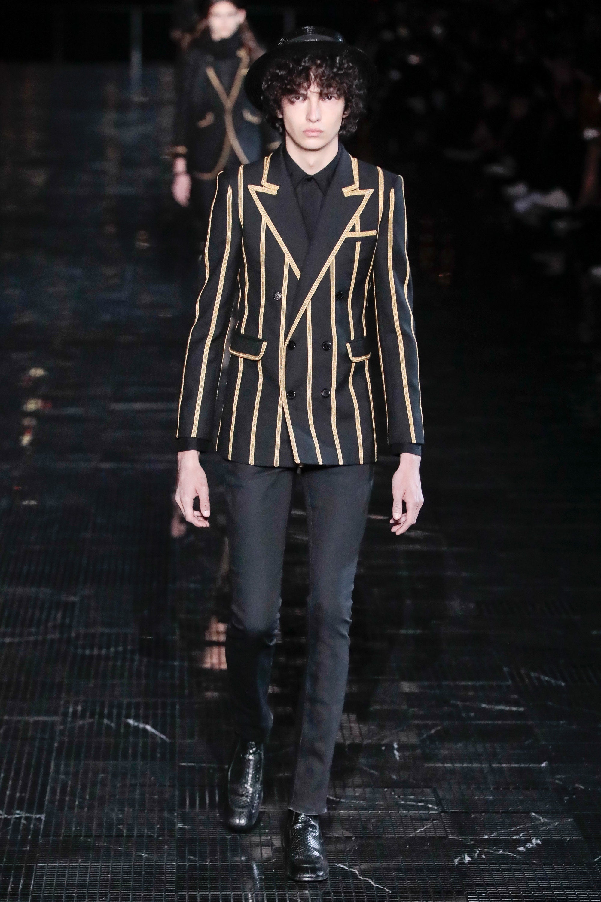Saint Laurent Spring 2019 Metalica Gold Striped Double-Breasted Blazer 36 - 3